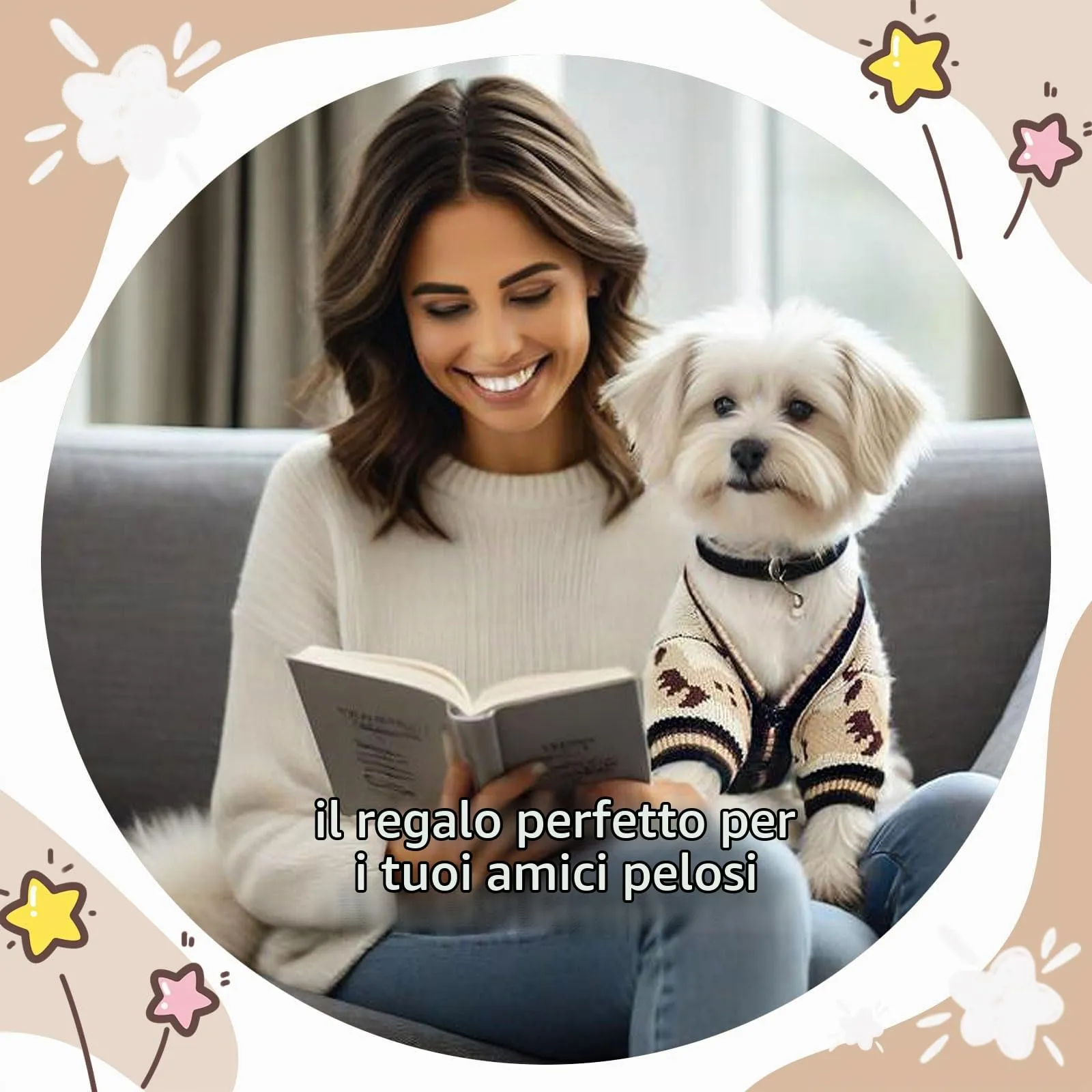 Maglione Per Cani Piccoli Lavorato A Maglia Con Motivo Orso MorbidoBeige XS - immagine 6