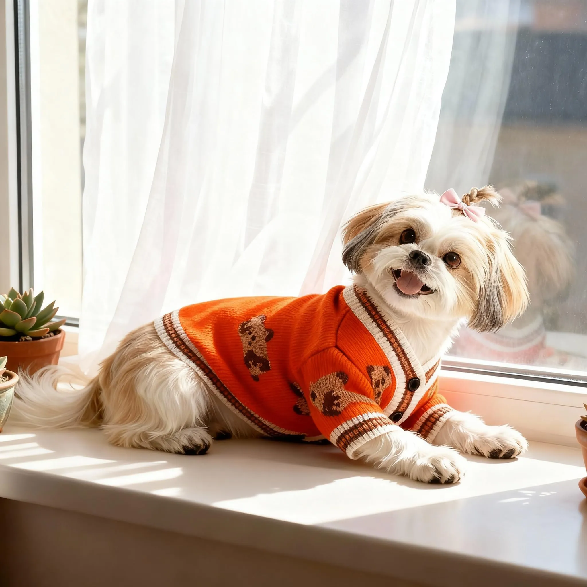 Maglione Per Cani Piccoli Lavorato A Maglia Con Motivo Orso Morbido RossoXS - immagine 4