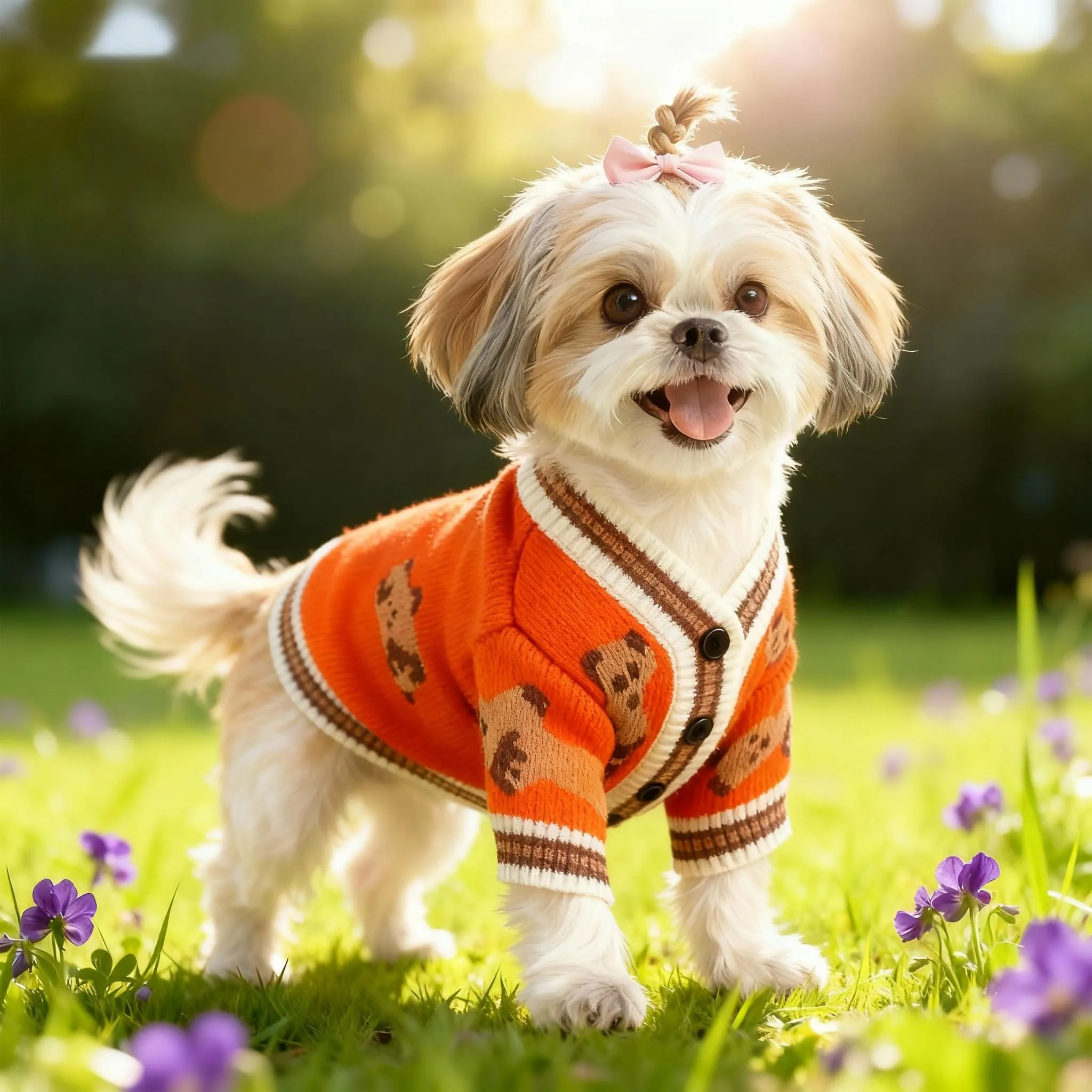 Maglione Per Cani Piccoli Lavorato A Maglia Con Motivo Orso Morbido,Rosso S - immagine 2