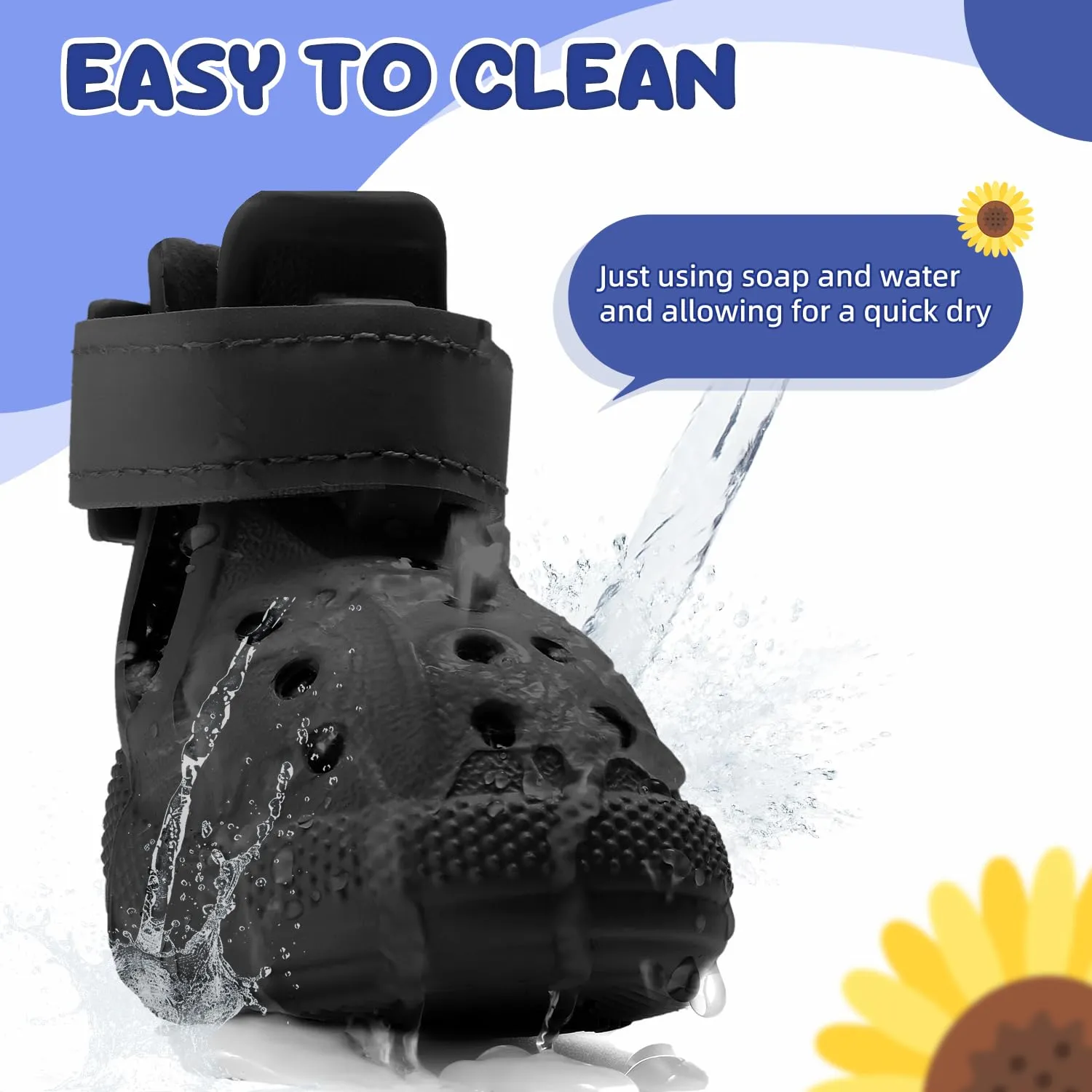 SlowTon Scarpe per cani per pavimenti caldi, sandali traspiranti antiscivolo per cani con strisce riflettenti, facili da indossare e togliere, facili da pulire - immagine 5