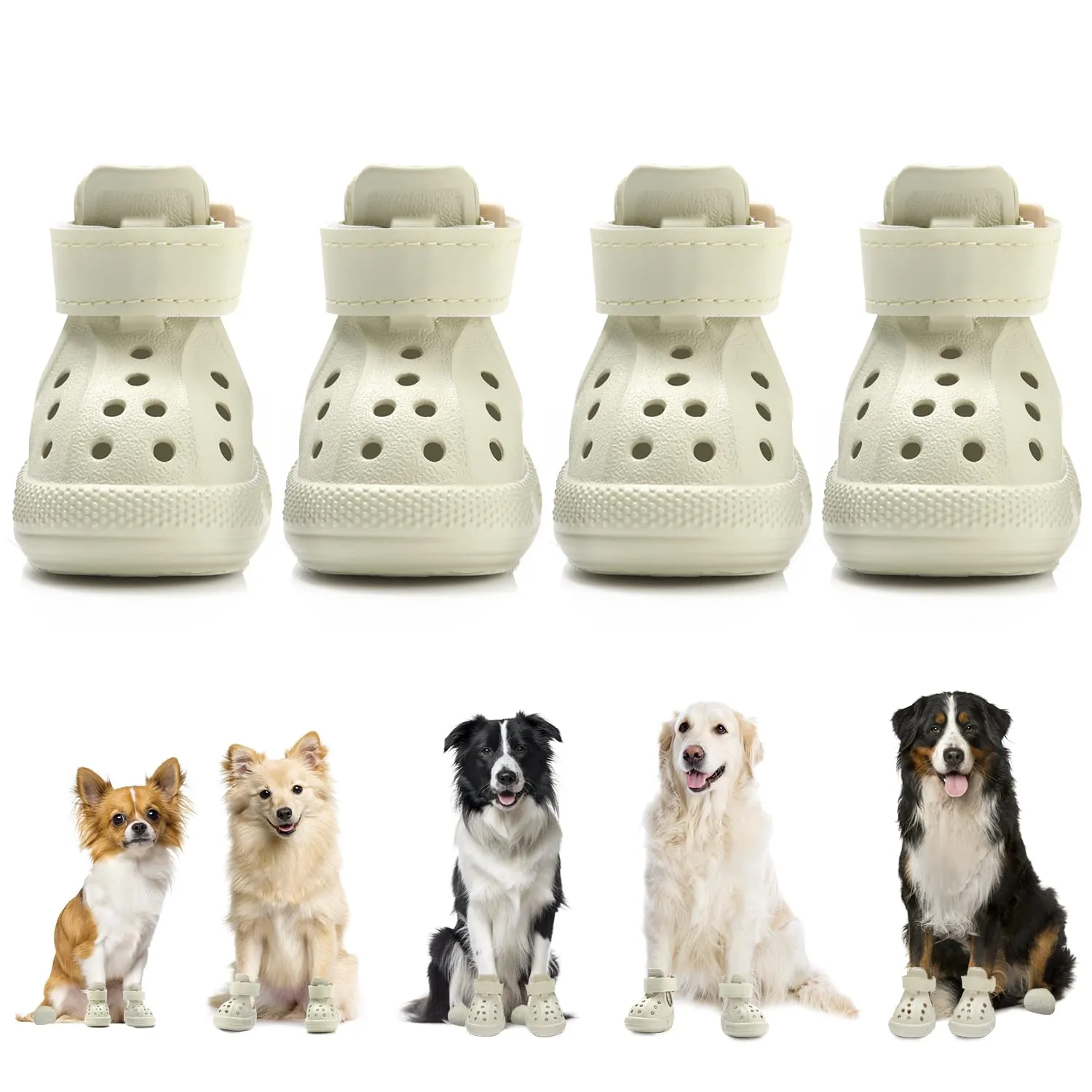 SlowTon Scarpe per cani per pavimenti caldi, sandali traspiranti antiscivolo per cani con strisce riflettenti, facili da indossare e togliere, facili da pulire - immagine 1