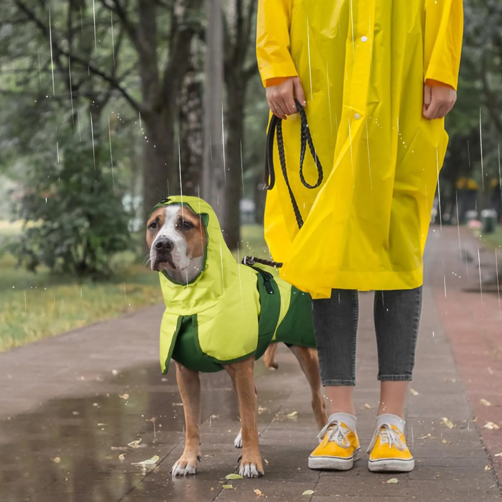 Impermeabile per Cani Taglia Media, Giacca Antipioggia Capottino Poncho Coperta Impermeabile Cani Mantellina Antivento Pioggia Impermeabile Riflettente con Cappuccio(Verde, M) - immagine 7