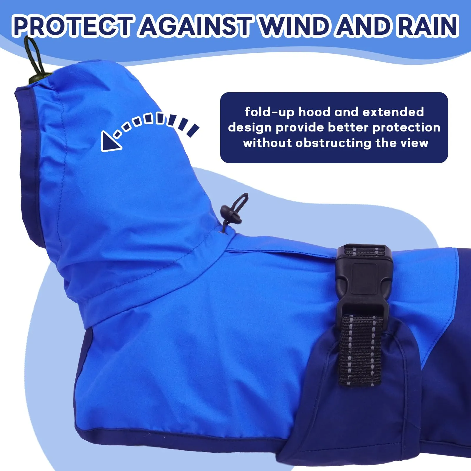Impermeabile Cane Taglia Grande, Giacca Impermeabile Mantella Antipioggia Cani Leggera Vestito Impermeabile Catarifrangente con Apertura per Guinzaglio(Blu, 3XL) - immagine 4