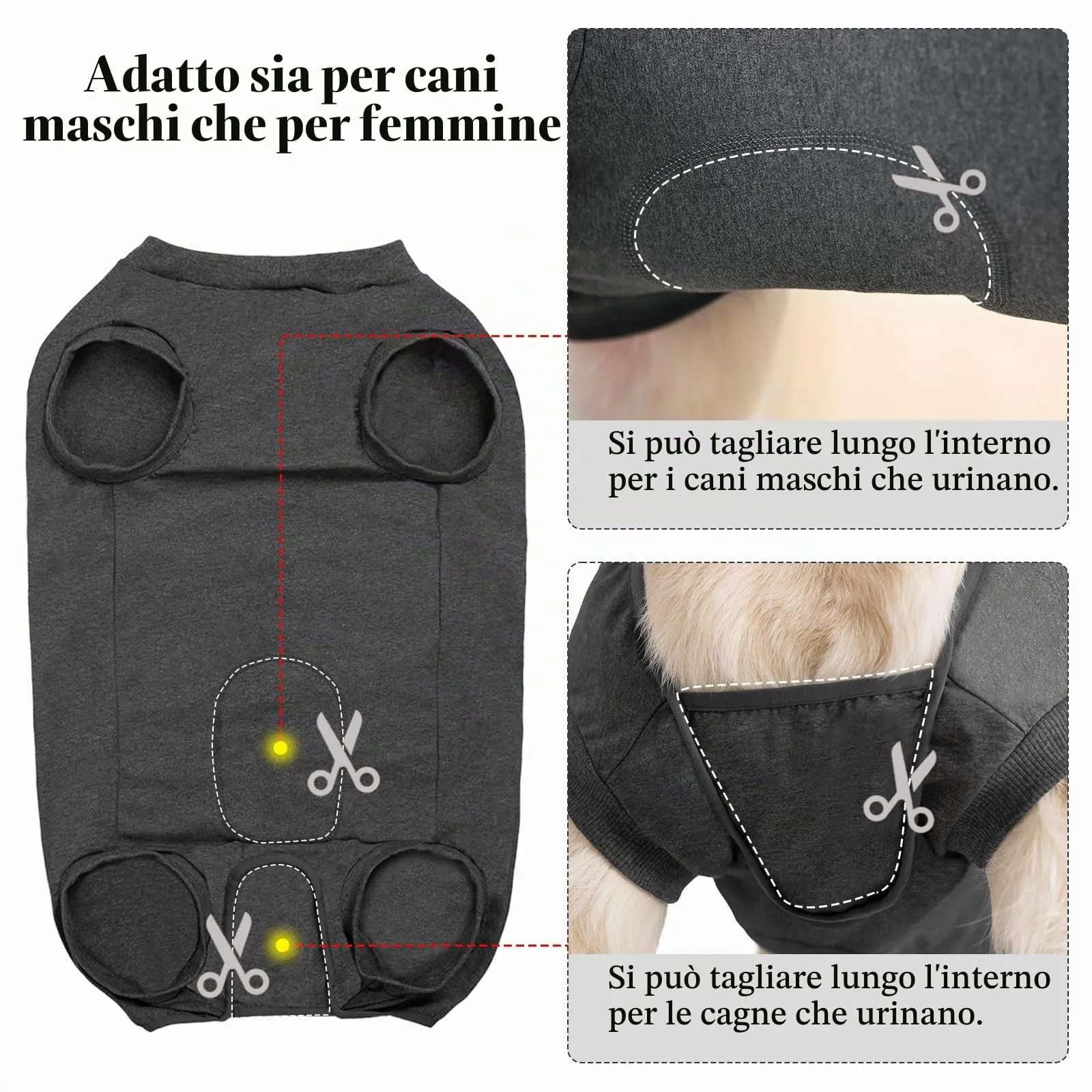 Cyponpy Body Post Operatorio Cane Femmina Maschio Tuta Pigiama Protezione Ferite per Cani Tutina Post Operatoria Cane Vestito Recupero Body per Cani dopo Sterilizzazione Chirurgico Alternative Collare - immagine 3
