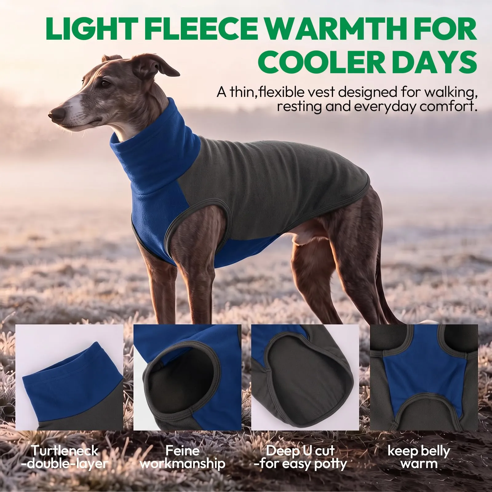 KONVINIT Maglione Cane Grande Collo Alto Senza Maniche in Pile Termico 4XL - immagine 3