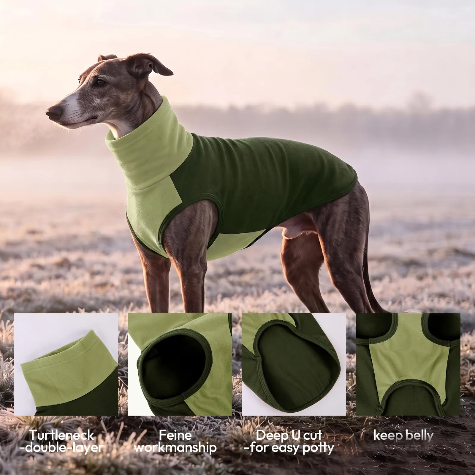 KONVINIT Maglione Cane Grande Collo Alto Senza Maniche in Pile Termico 4XL - immagine 3