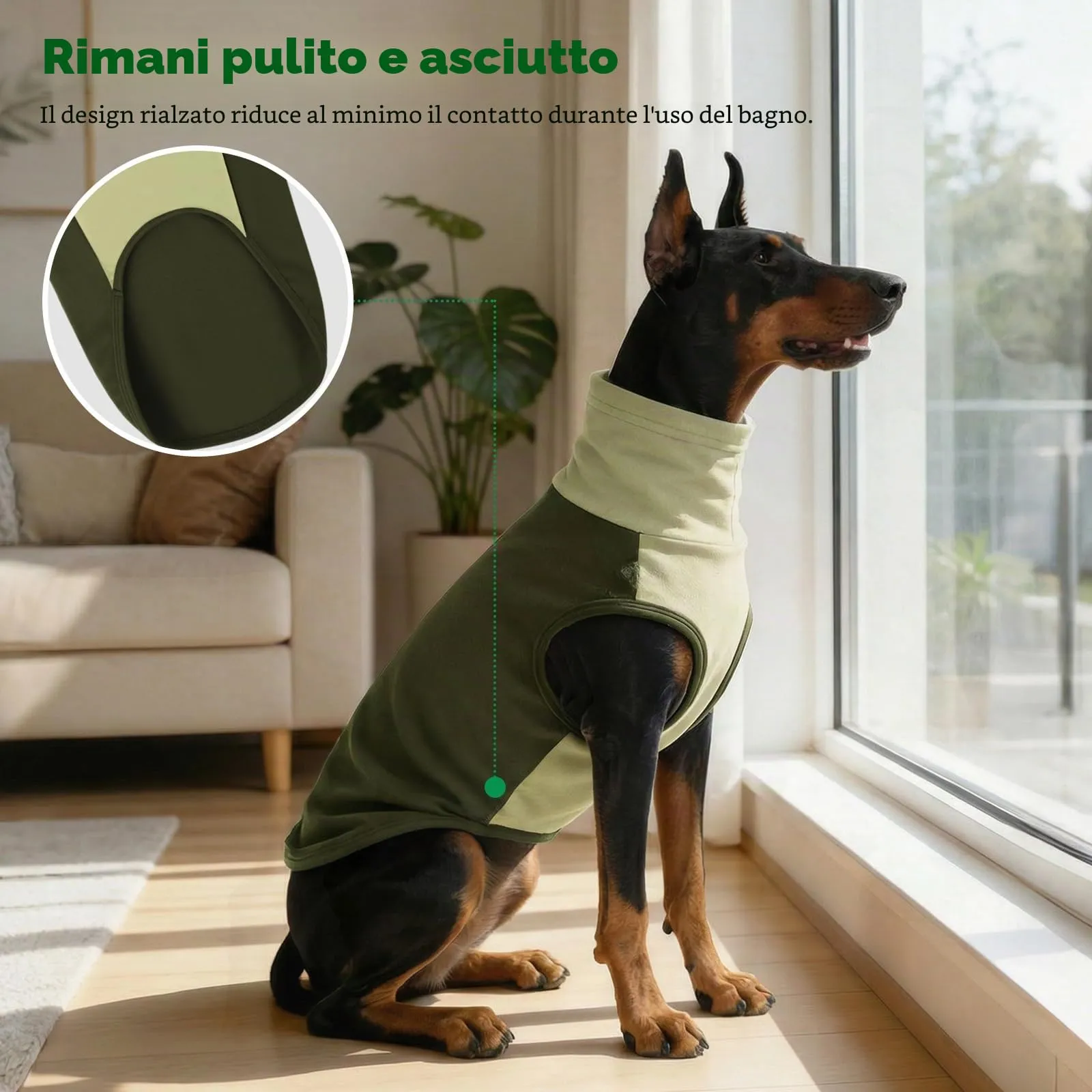 KONVINIT Maglione Cane Grande Collo Alto Senza Maniche in Pile Termico 4XL - immagine 7