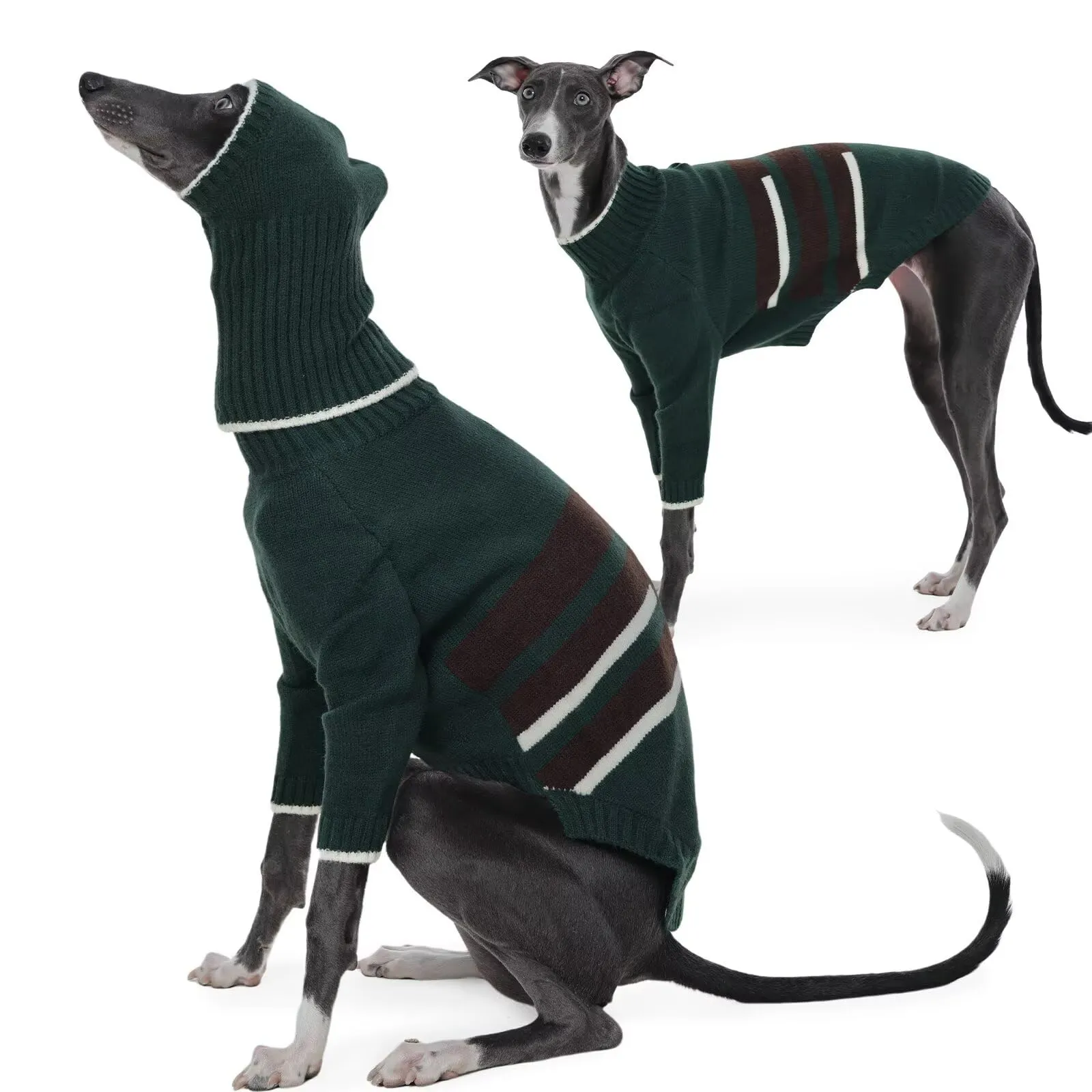 IECOii - Maglione per levrieri con coprorecchie, maglioni per cani a maniche lunghe, pigiama in cotone per levrieri a due zampe, pigiama con cappuccio per whippet, cappotto caldo e elasticizzato per - immagine 1