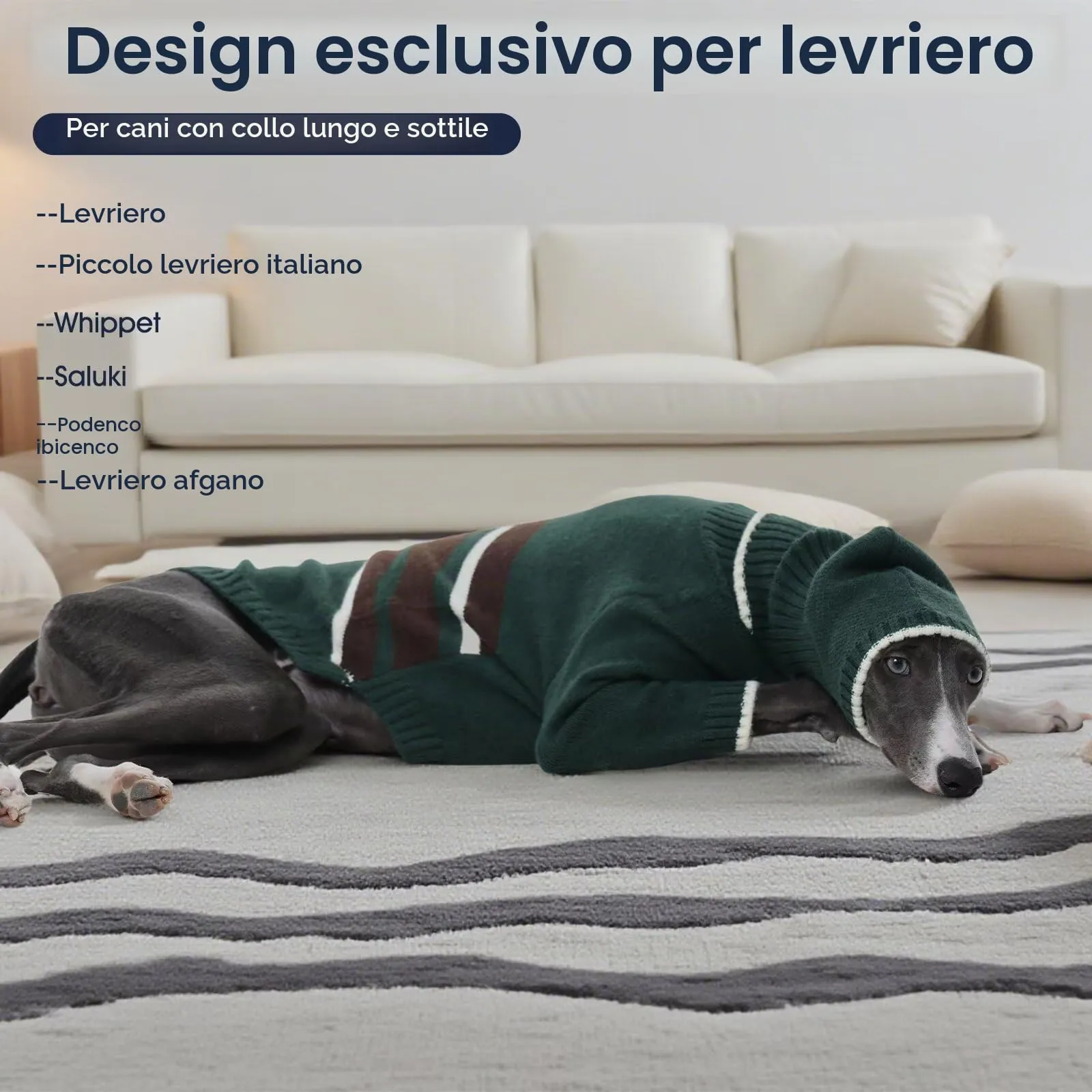 IECOii - Maglione per levrieri con coprorecchie, maglioni per cani a maniche lunghe, pigiama in cotone per levrieri a due zampe, pigiama con cappuccio per whippet, cappotto caldo e elasticizzato per - immagine 5