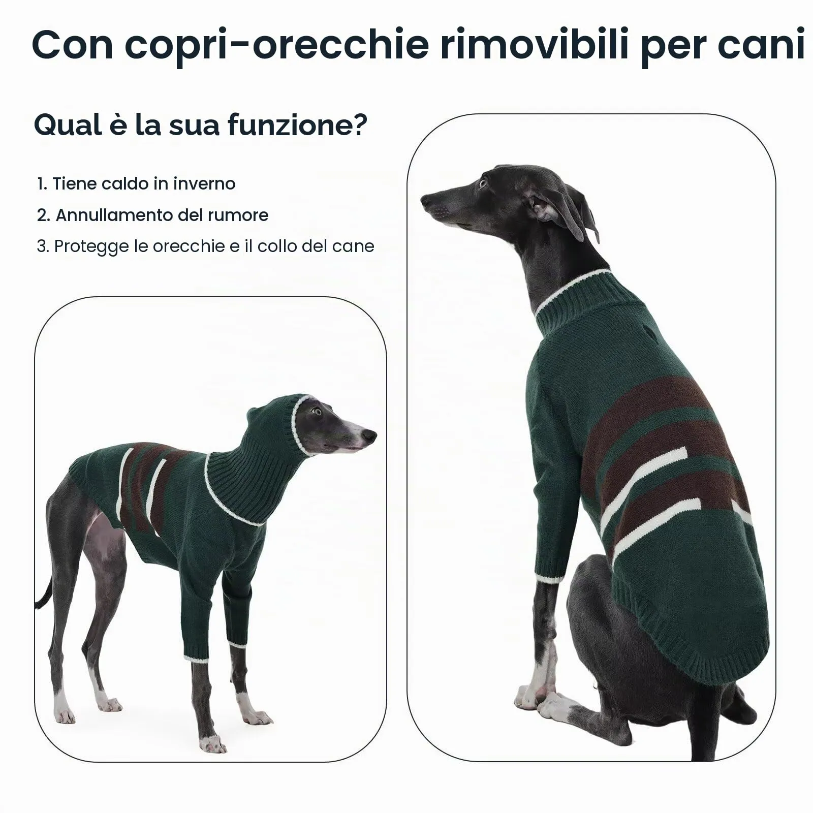 IECOii - Maglione per levrieri con coprorecchie, maglioni per cani a maniche lunghe, pigiama in cotone per levrieri a due zampe, pigiama con cappuccio per whippet, cappotto caldo e elasticizzato per - immagine 6