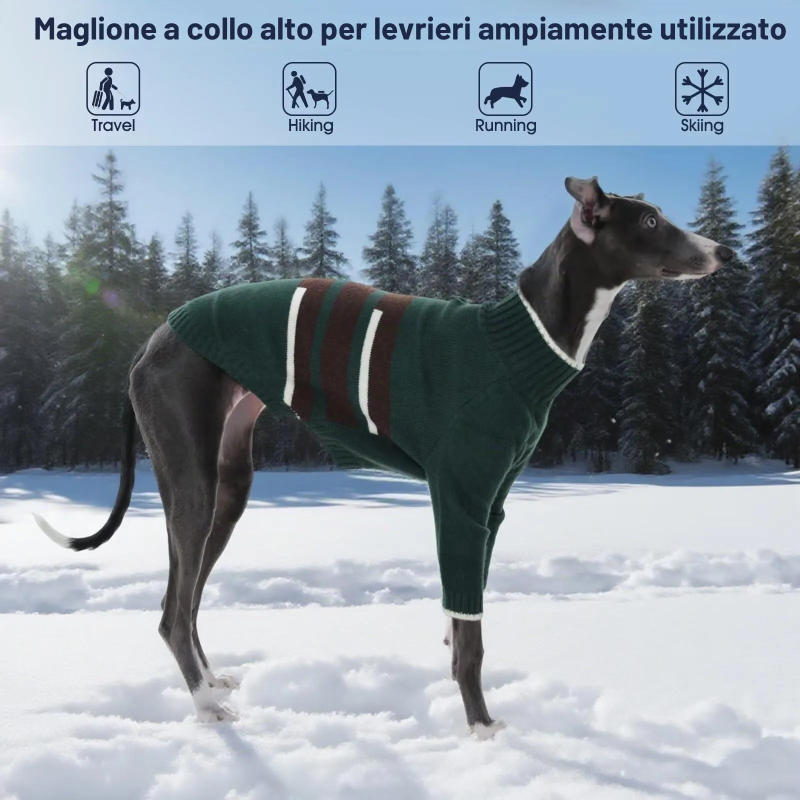 IECOii - Maglione per levrieri con coprorecchie, maglioni per cani a maniche lunghe, pigiama in cotone per levrieri a due zampe, pigiama con cappuccio per whippet, cappotto caldo e elasticizzato per - immagine 8
