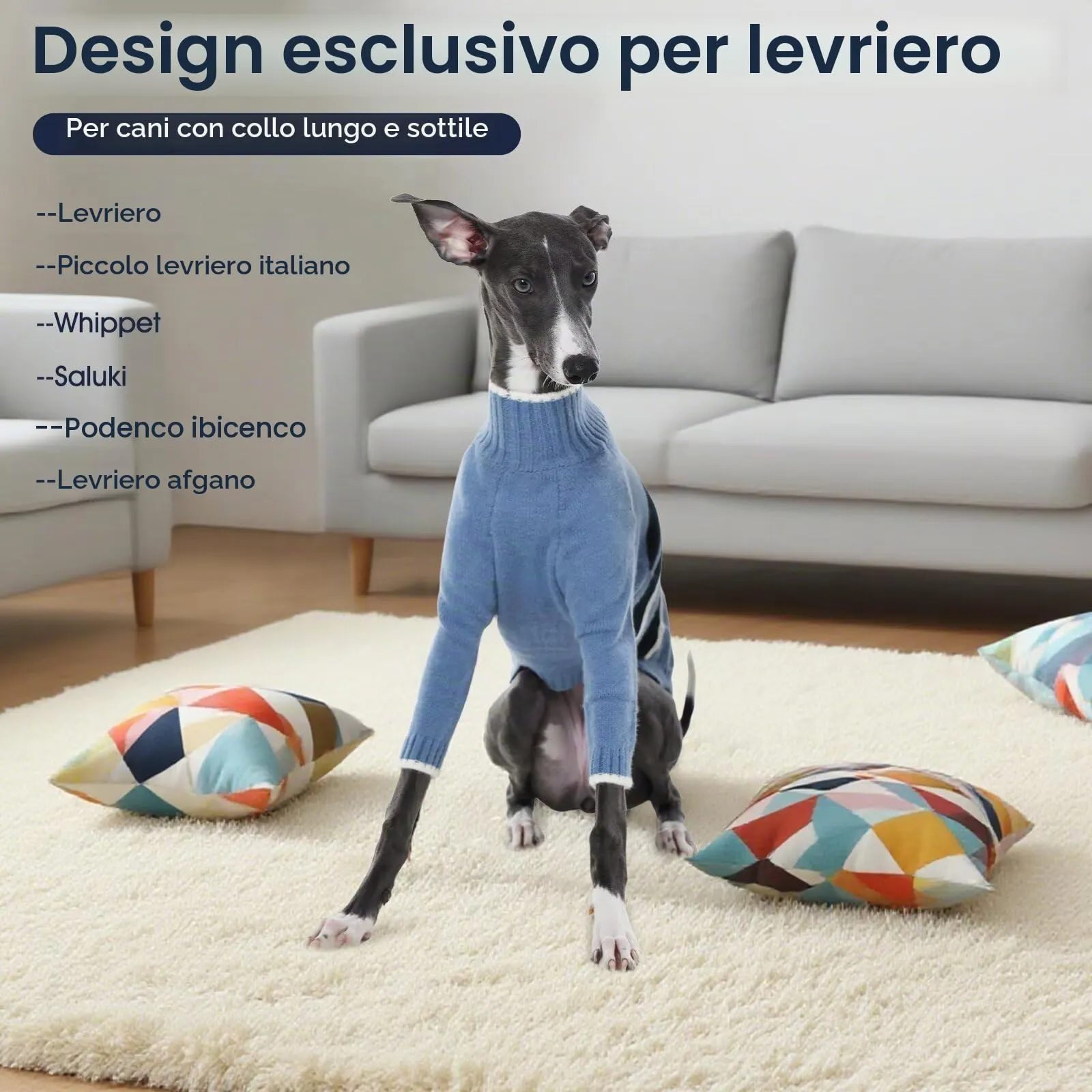 IECOii, abbigliamento per levrieri con copricapo calmante, caldo maglione per levrieri con gambe, maglione a maniche lunghe per lurcher, maglione a collo alto termico per levrieri, maglioni per cani - immagine 5