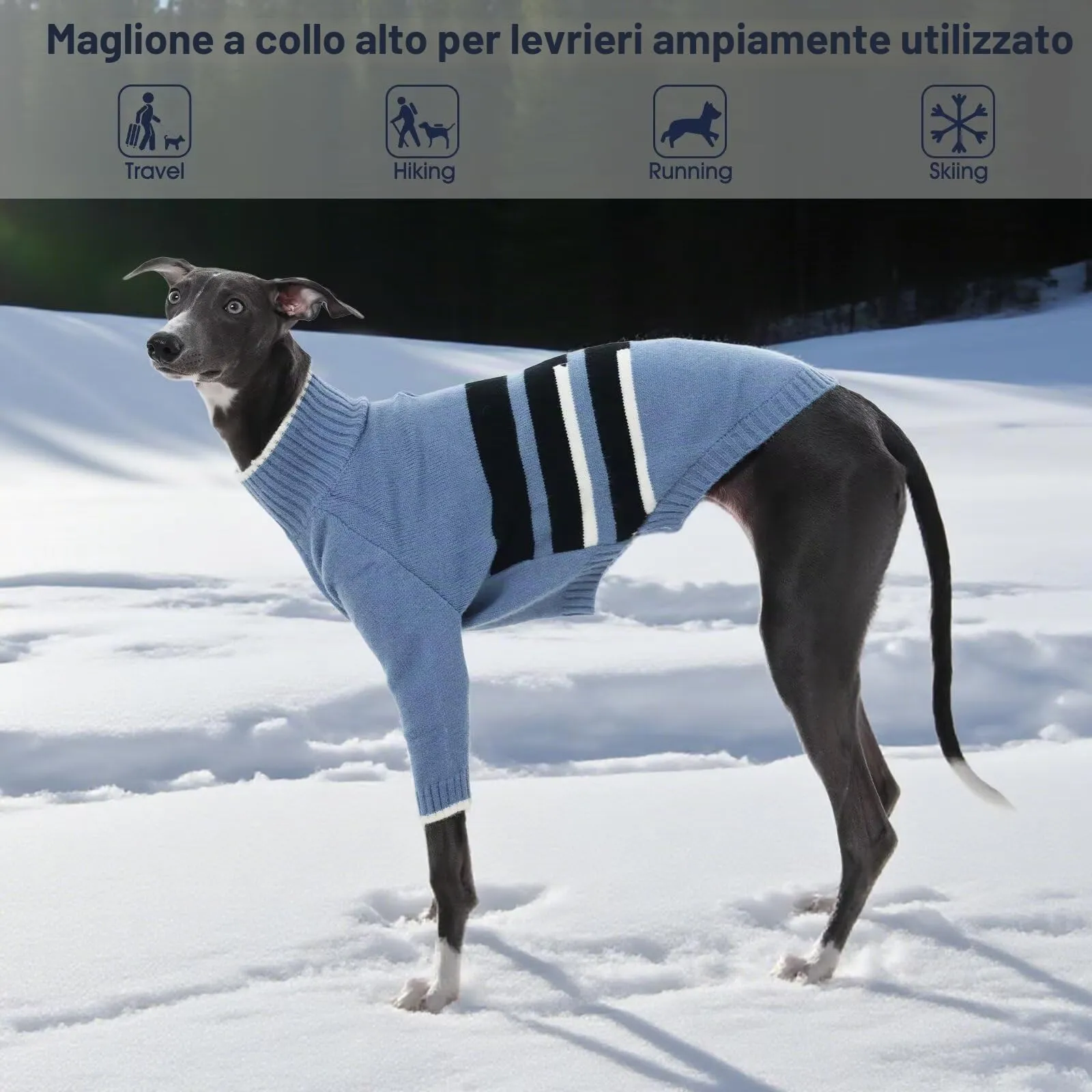 IECOii, abbigliamento per levrieri con copricapo calmante, caldo maglione per levrieri con gambe, maglione a maniche lunghe per lurcher, maglione a collo alto termico per levrieri, maglioni per cani - immagine 7