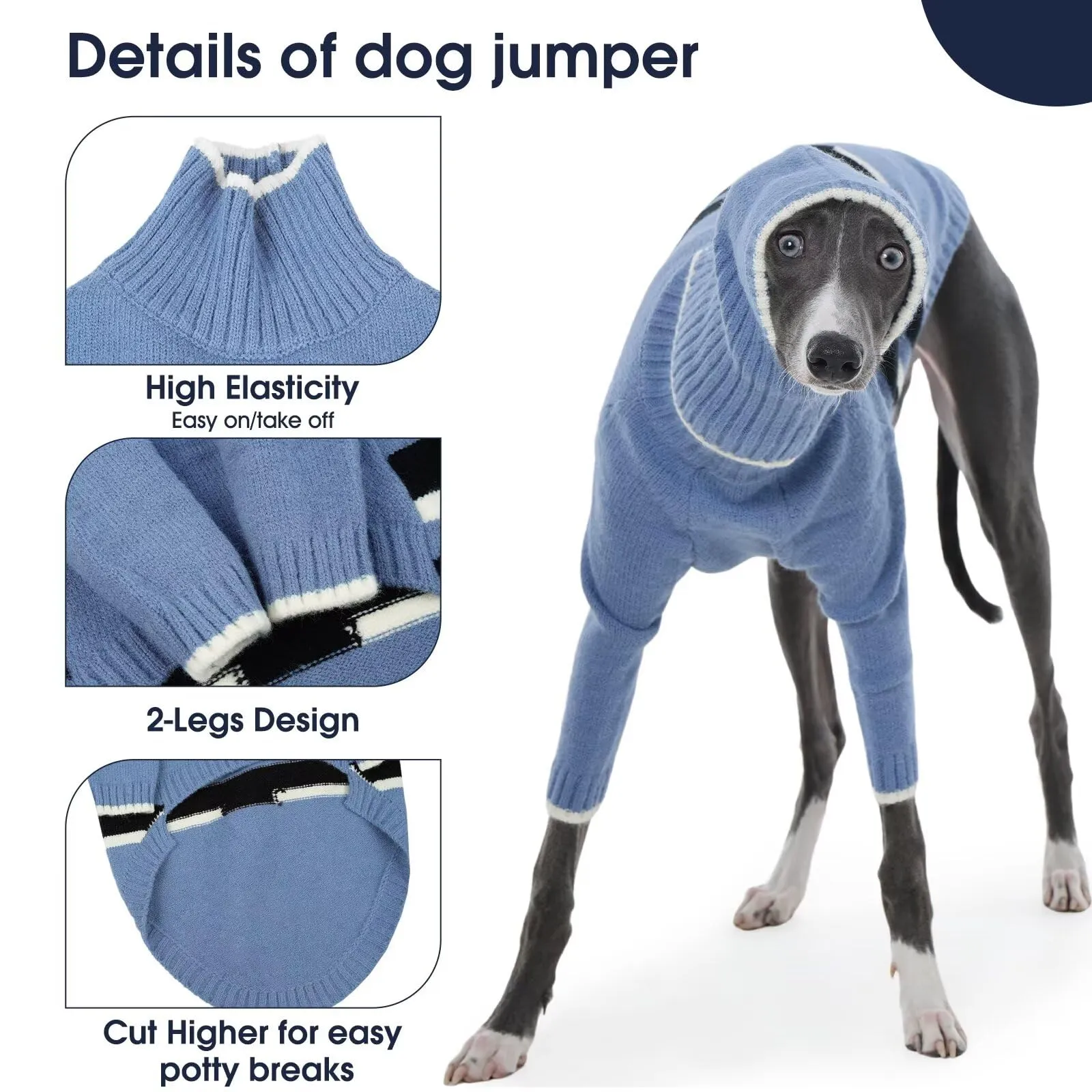 IECOii Caldo cappotto per cani con gambe, maglione a collo alto in pile per animali domestici con cappello, maglioni per cani di taglia grande, vestiti invernali per cani, giacca cappotto per cani - immagine 4