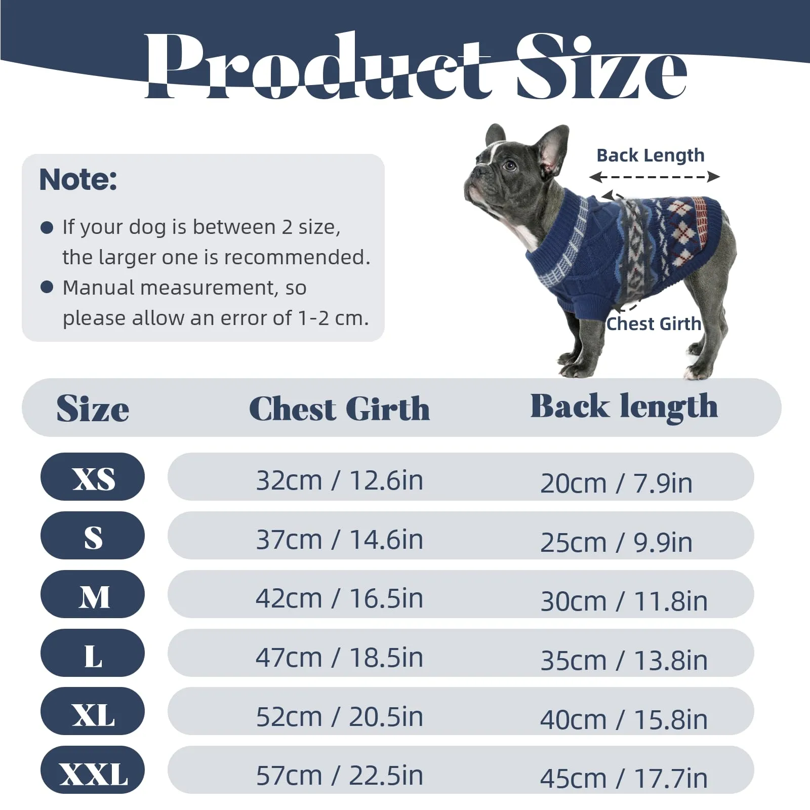 LiebeDD Maglione Cane e Gatto, Bohé Maglioncini Cani, Termica Maglia, Maglioncino Cane Taglia Piccola e Media per Barboncino Toy, Chihuahua, Bulldog Francese, Bassotto (Blu, M) - immagine 2