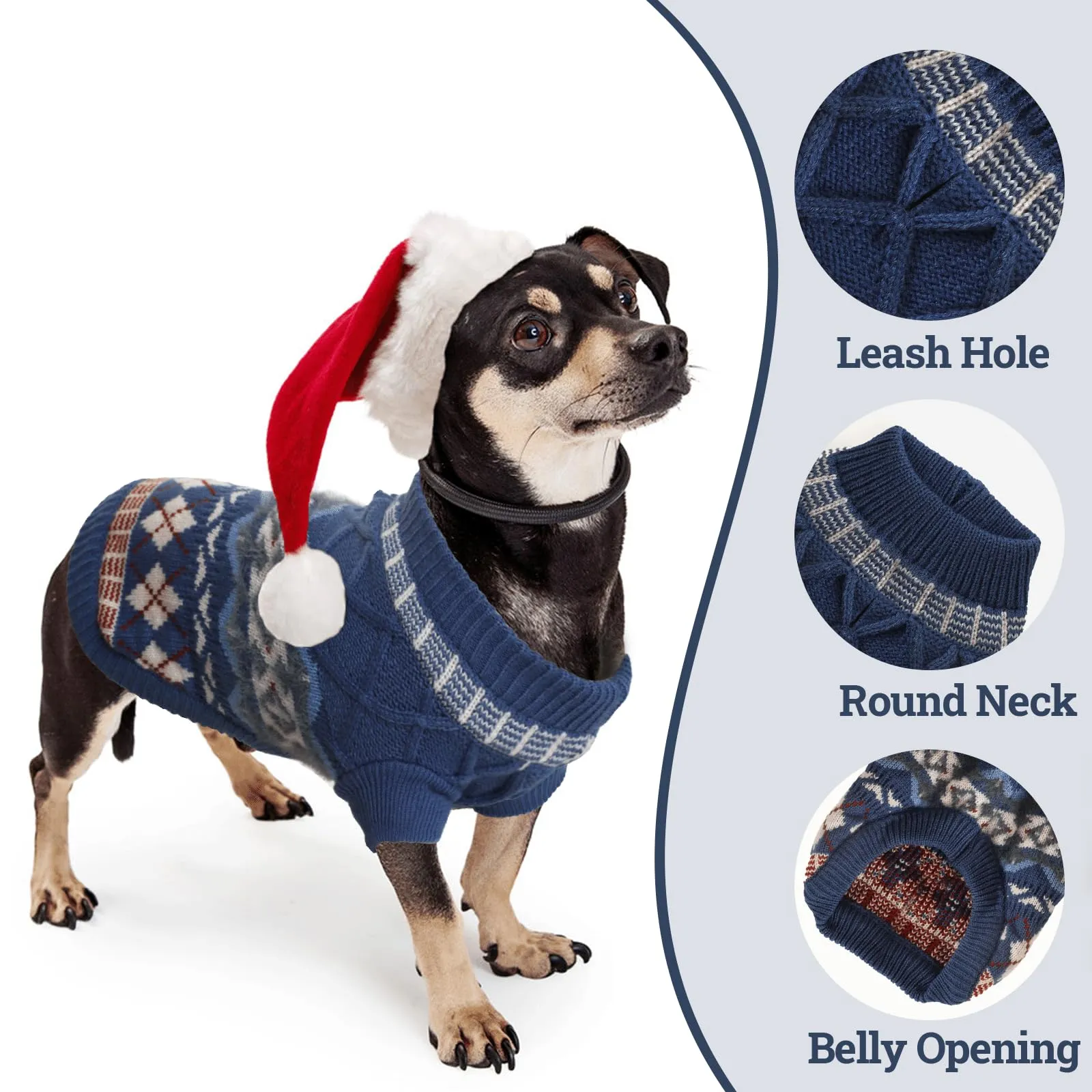 LiebeDD Maglione Cane e Gatto, Bohé Maglioncini Cani, Termica Maglia, Maglioncino Cane Taglia Piccola e Media per Barboncino Toy, Chihuahua, Bulldog Francese, Bassotto (Blu, M) - immagine 4