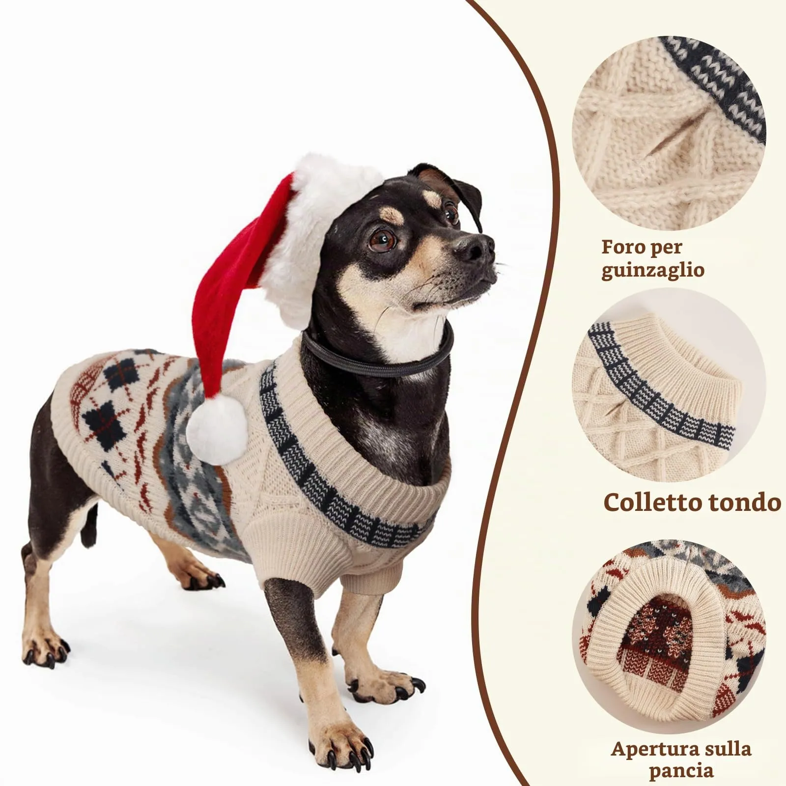 LiebeDD Maglione Cane e Gatto, Bohé Maglioncini Cani, Termica Maglia, Maglioncino Cane Taglia Piccola e Media per Barboncino Toy, Chihuahua, Bulldog Francese, Bassotto (Beige, XL) - immagine 4