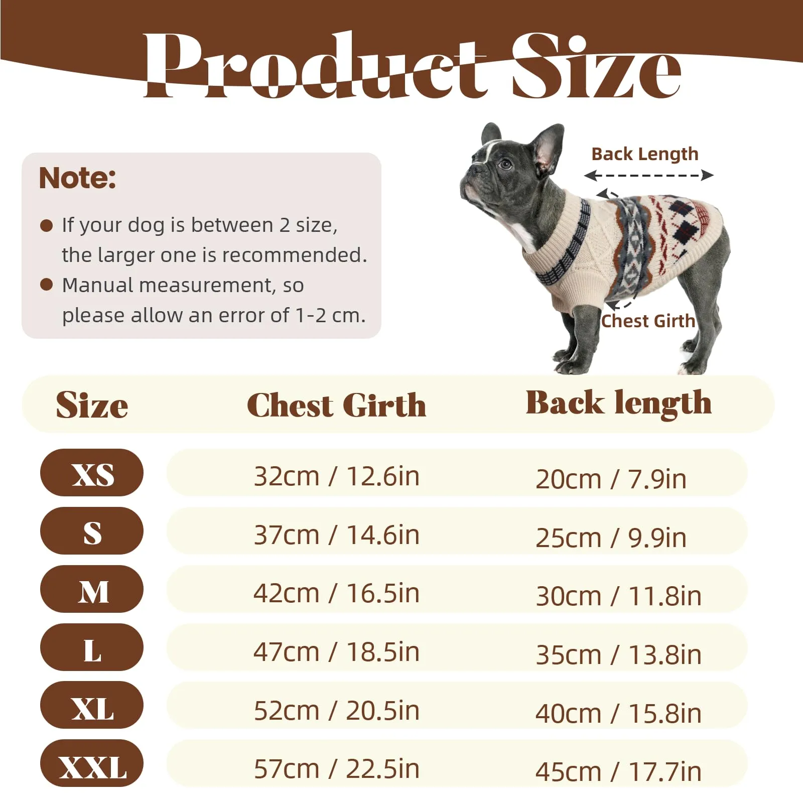 LiebeDD Maglione Cane e Gatto, Bohé Maglioncini Cani, Termica Maglia, Maglioncino Cane Taglia Piccola e Media per Barboncino Toy, Chihuahua, Bulldog Francese, Bassotto (Beige, XS) - immagine 2