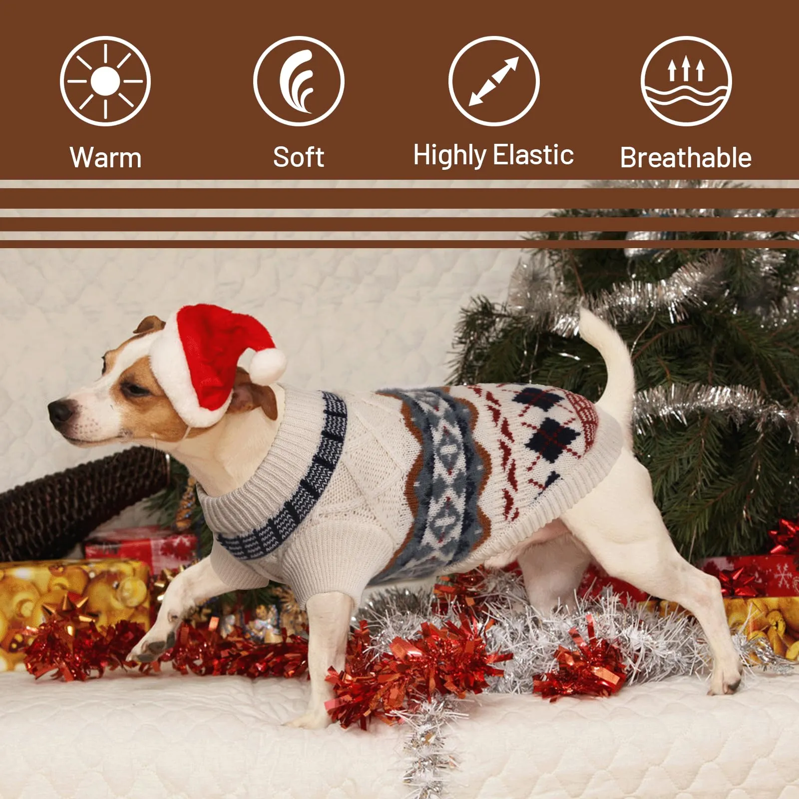 LiebeDD Maglione Cane e Gatto, Bohé Maglioncini Cani, Termica Maglia, Maglioncino Cane Taglia Piccola e Media per Barboncino Toy, Chihuahua, Bulldog Francese, Bassotto (Beige, XS) - immagine 5