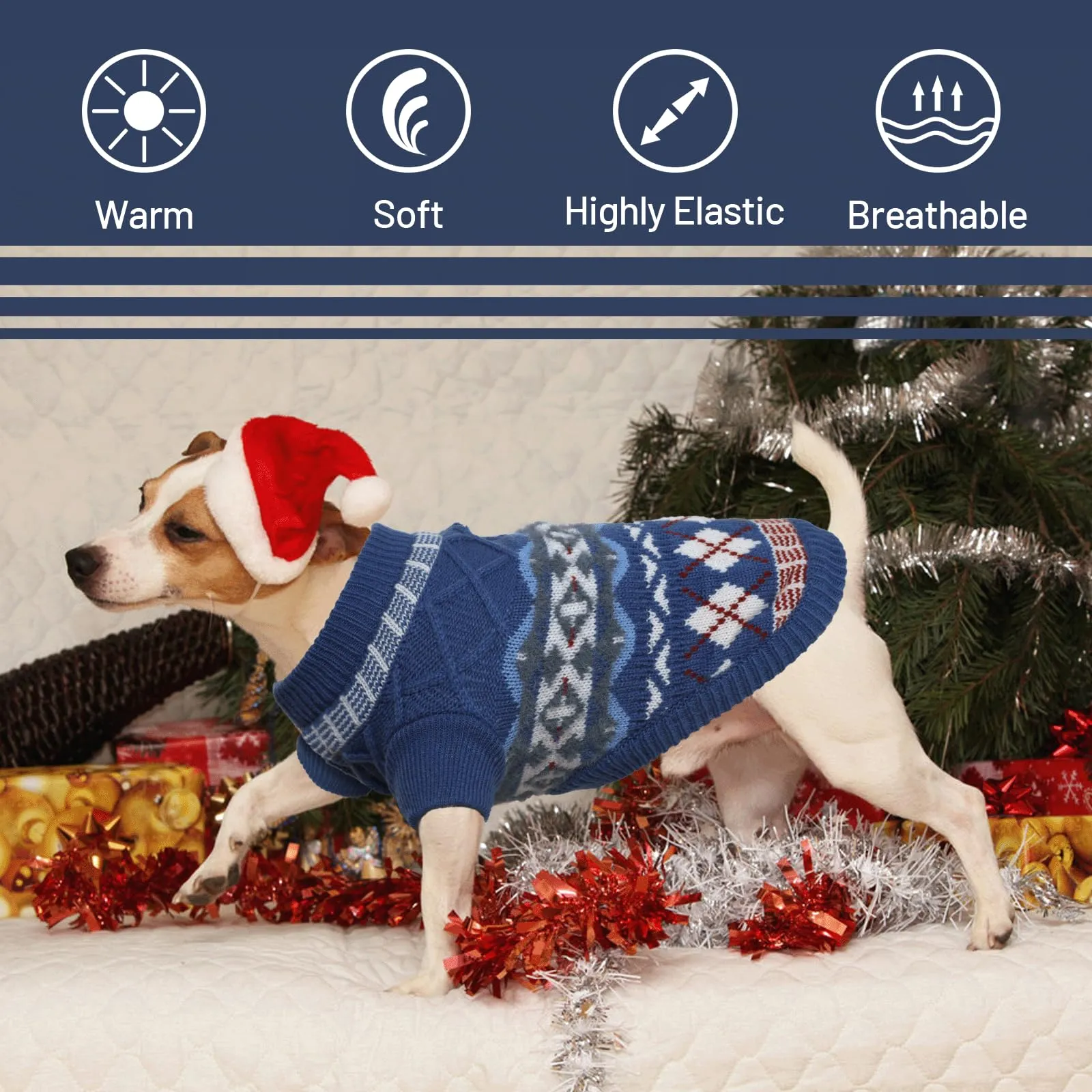 LiebeDD Maglione Cane e Gatto, Bohé Maglioncini Cani, Termica Maglia, Maglioncino Cane Taglia Piccola e Media per Barboncino Toy, Chihuahua, Bulldog Francese, Bassotto (Blu, XS) - immagine 5