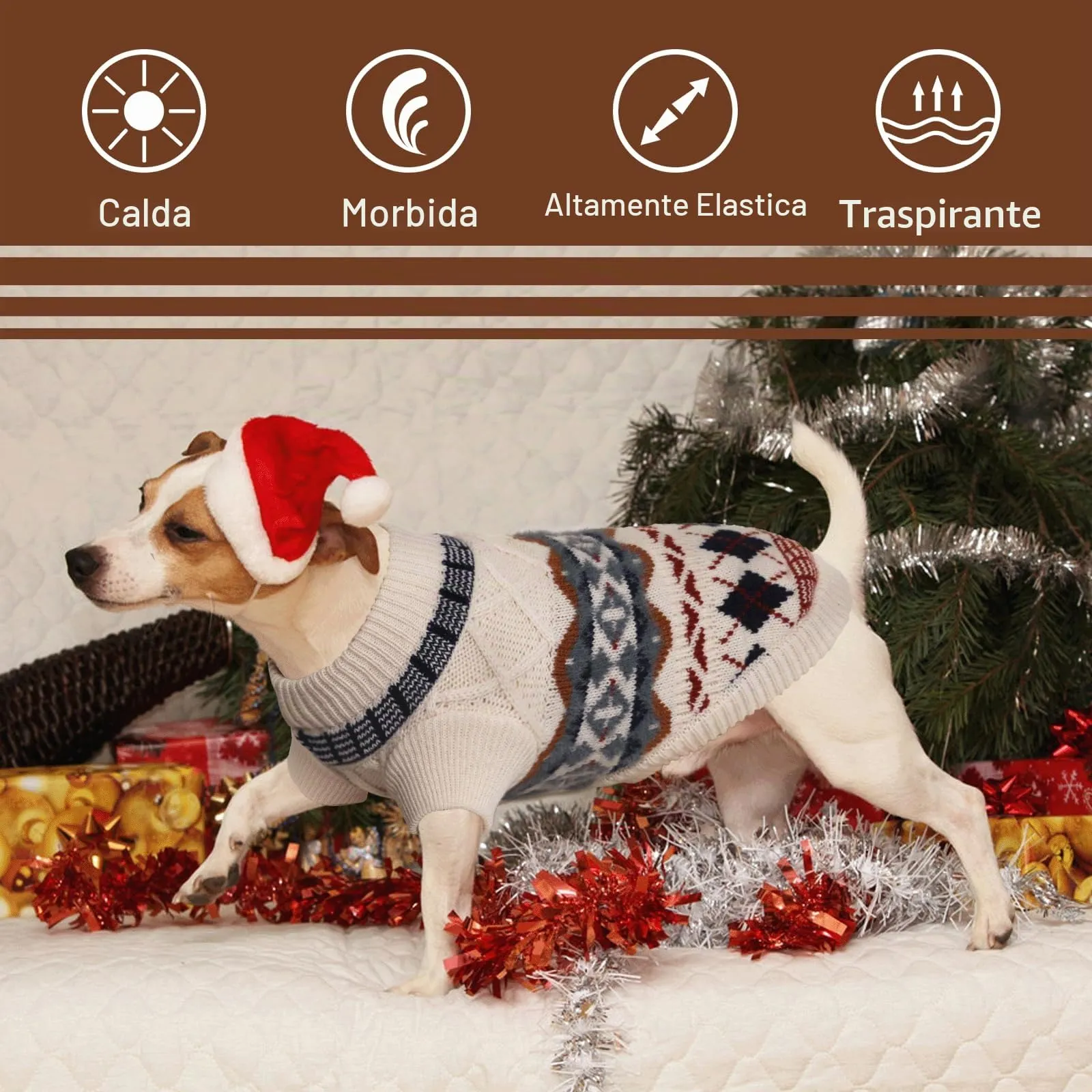 LiebeDD Maglione Cane e Gatto, Bohé Maglioncini Cani, Termica Maglia, Maglioncino Cane Taglia Piccola e Media per Barboncino Toy, Chihuahua, Bulldog Francese, Bassotto (Beige, M) - immagine 5
