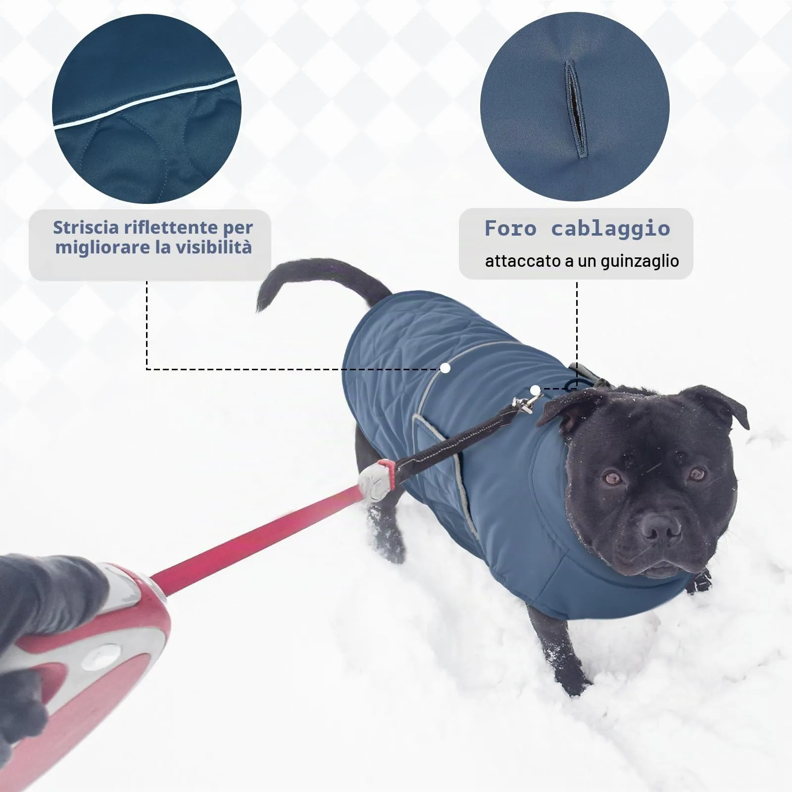Hjumarayan Giubbotto Cane Taglia Grande - Cappotto Imbottito Invernale, Cappotto Pile Cane Piumino Cani Taglia Grande Labrador, Blu-grigio XXL - immagine 5