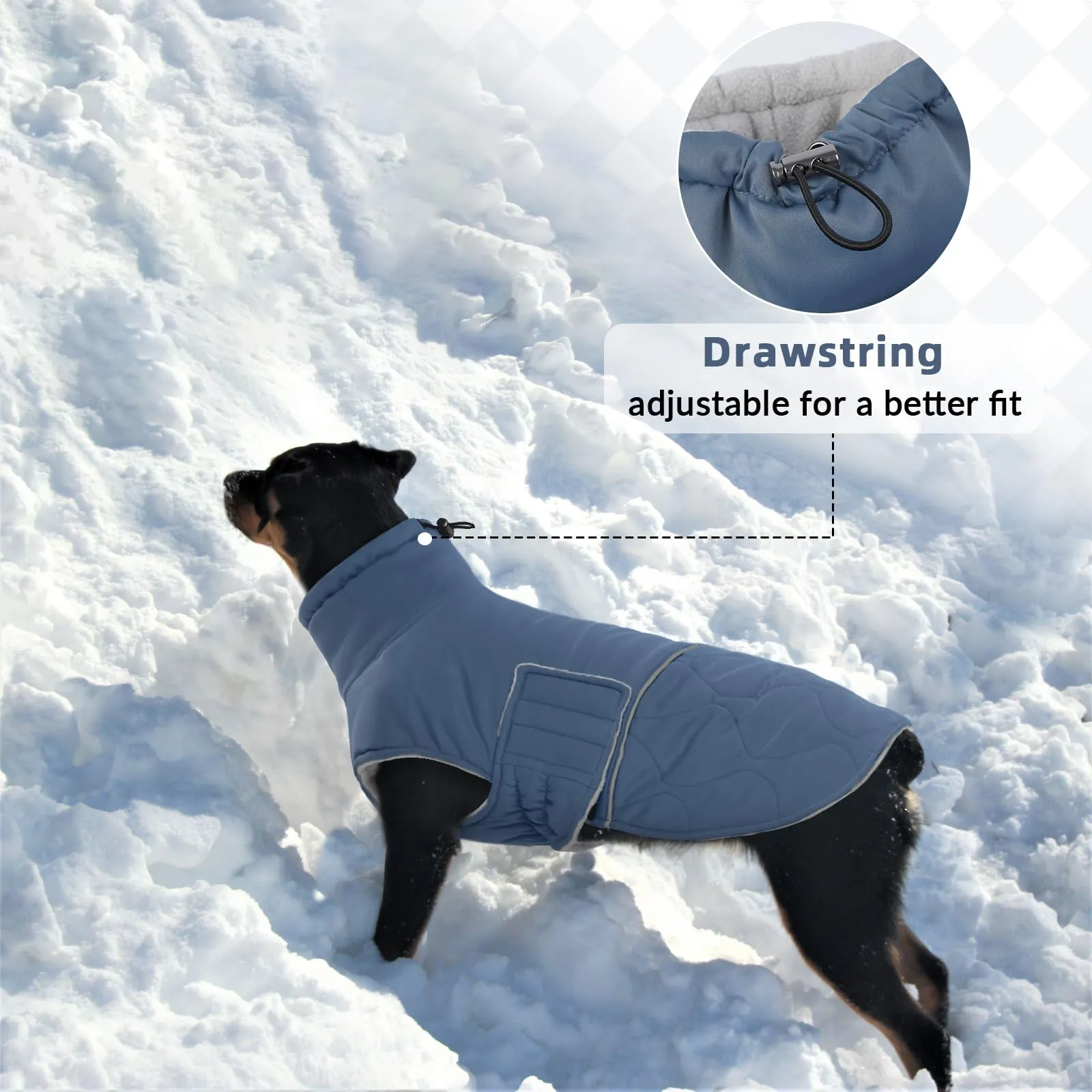 Hjumarayan Cappottino Cane Taglia Piccola - Imbottito Cappotti per Cani Invernali Giubbotto, Cappotto Pile Piumini per Cani Piccola Taglia, Blu-grigio S - immagine 7