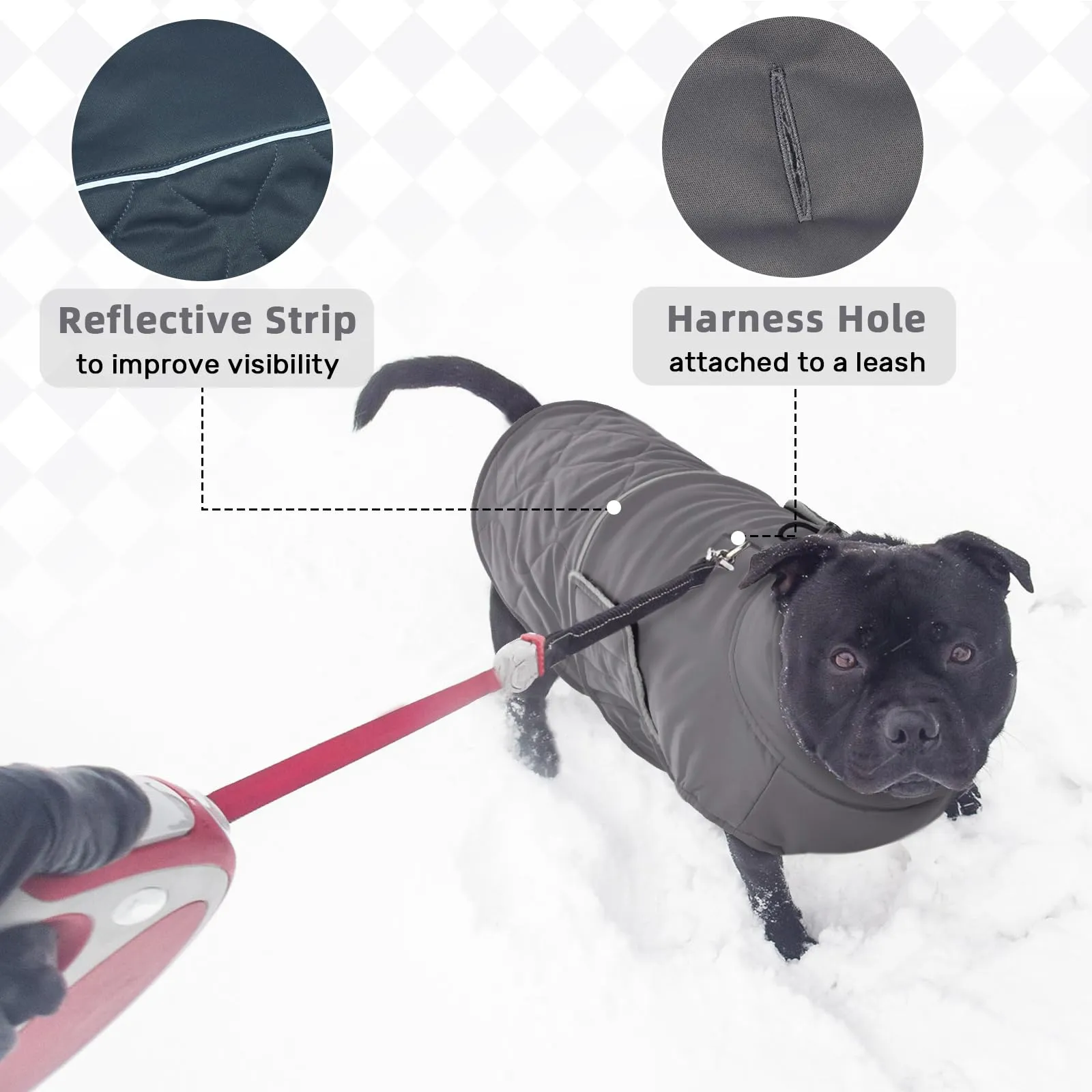 Hjumarayan Cappottino Cane Taglia Piccola - Imbottito Cappotti per Cani Invernali Giubbotto, Cappotto Pile Piumini per Cani Piccola Taglia, Grigio S - immagine 5