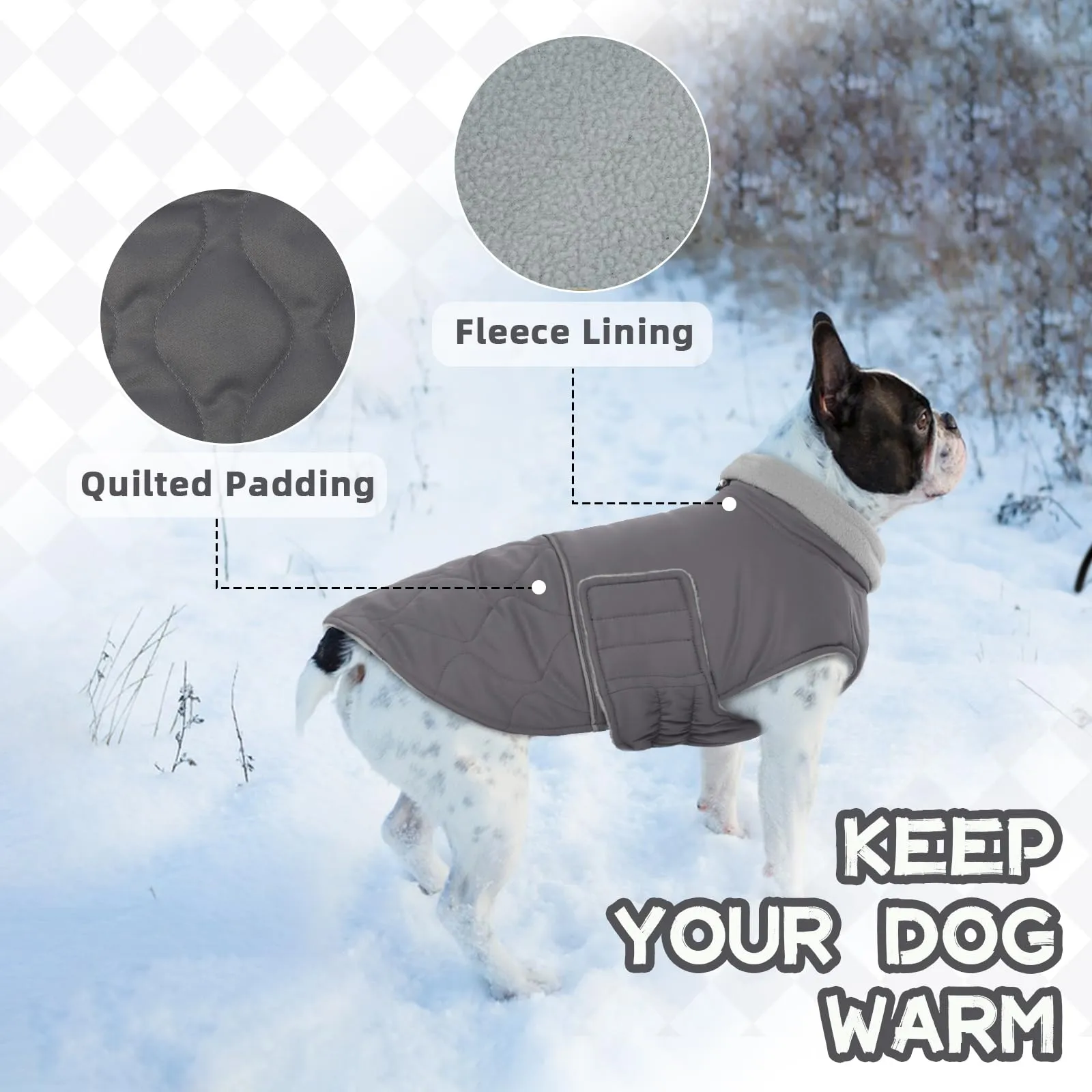 Hjumarayan Cappottino Cane Taglia Piccola - Imbottito Cappotti per Cani Invernali Giubbotto, Cappotto Pile Piumini per Cani Piccola Taglia, Grigio S - immagine 6