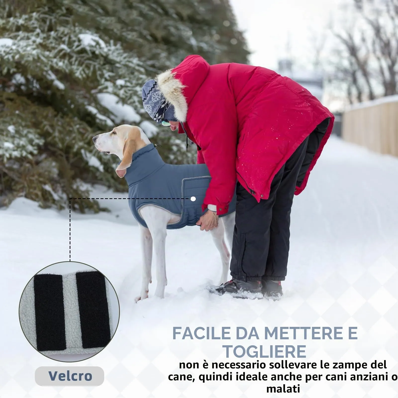 Hjumarayan Cappottino Cane Taglia Piccola - Imbottito Cappotti per Cani Invernali Giubbotto, Cappotto Pile Piumini per Cani Piccola Taglia, Blu-grigio M - immagine 4