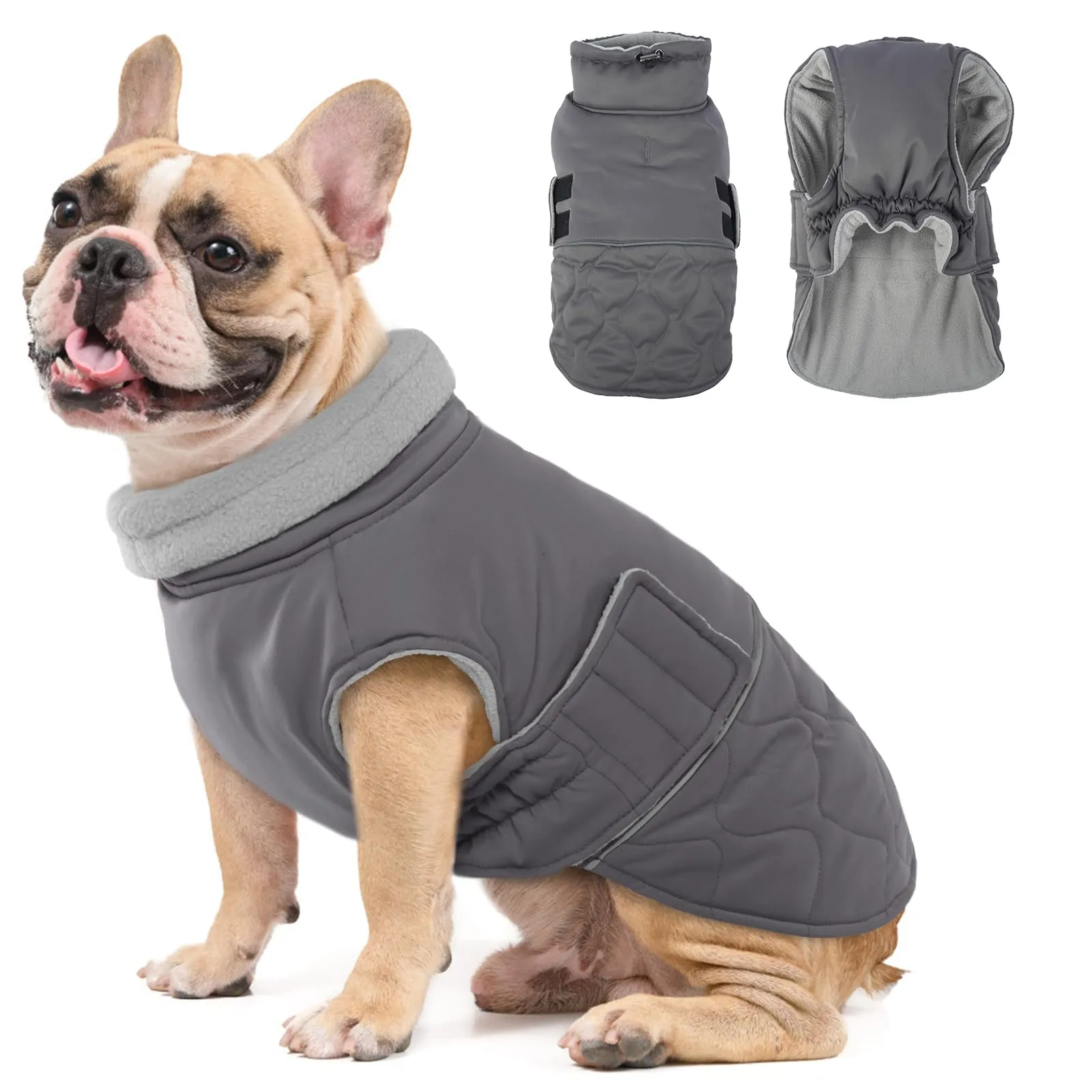 Hjumarayan Cappottino Cane Taglia Piccola - Imbottito Cappotti per Cani Invernali Giubbotto, Cappotto Pile Piumini per Cani Piccola Taglia, Grigio M - immagine 1
