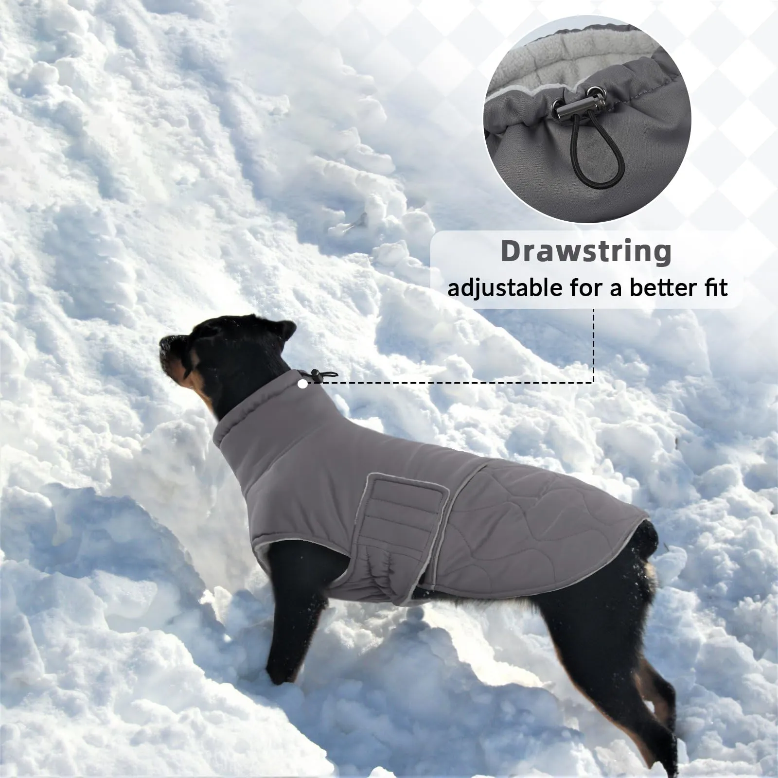 Hjumarayan Cappottino Cane Taglia Piccola - Imbottito Cappotti per Cani Invernali Giubbotto, Cappotto Pile Piumini per Cani Piccola Taglia, Grigio M - immagine 7