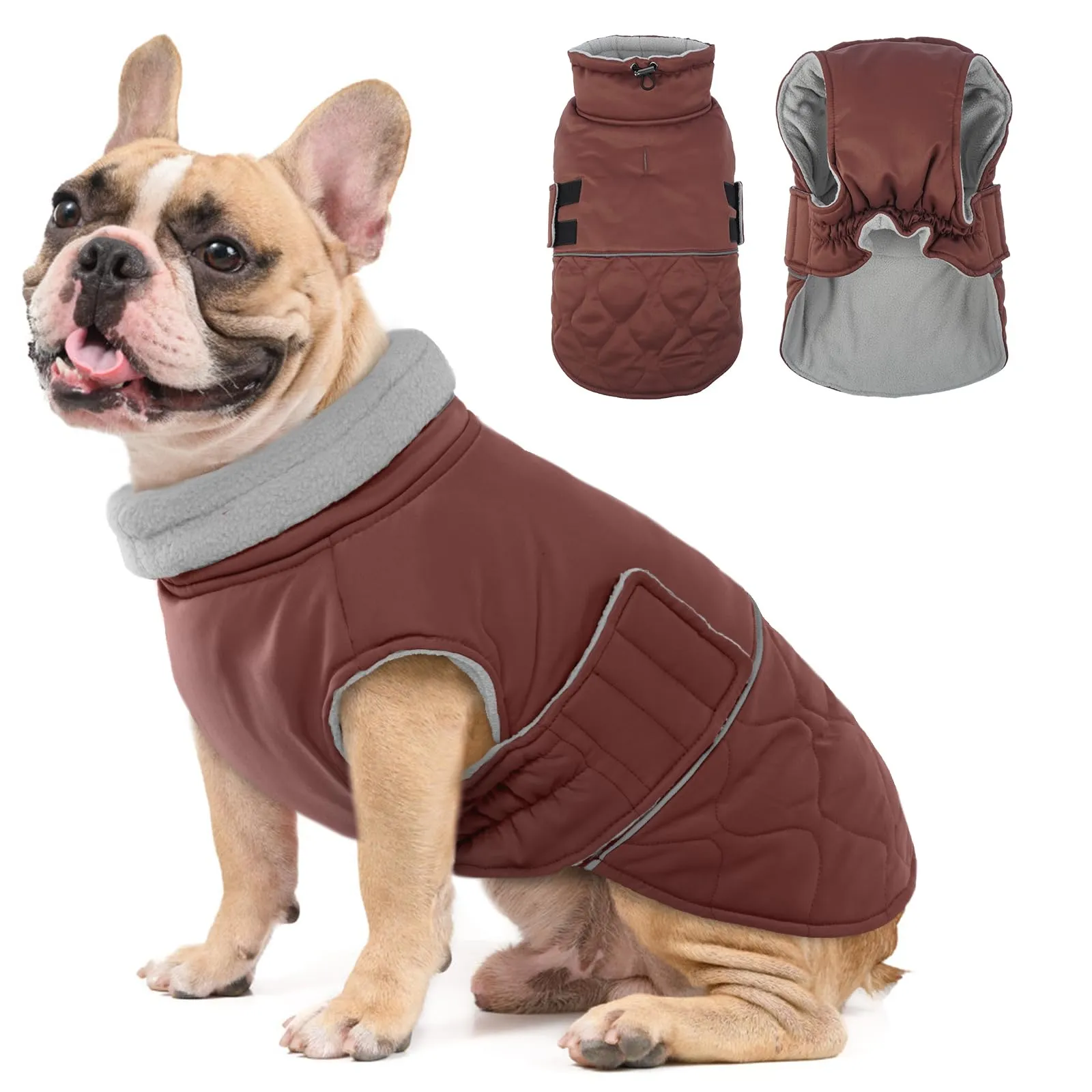 Hjumarayan Cappottino Cane Taglia Piccola - Imbottito Cappotti per Cani Invernali Giubbotto, Cappotto Pile Piumini per Cani Piccola Taglia, Marrone Rossiccio M - immagine 1