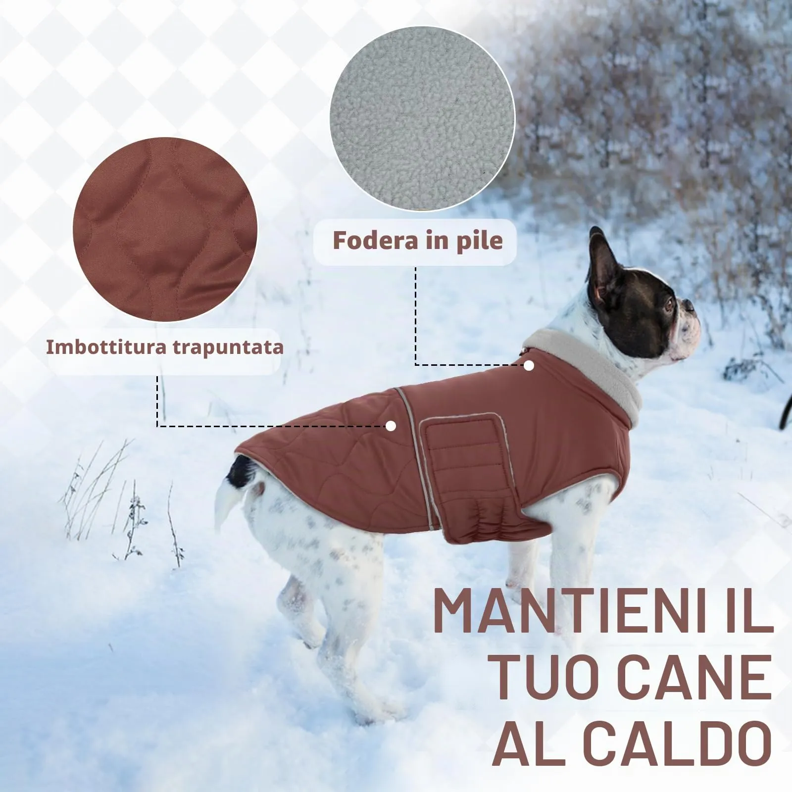 Hjumarayan Cappottino Cane Taglia Piccola - Imbottito Cappotti per Cani Invernali Giubbotto, Cappotto Pile Piumini per Cani Piccola Taglia, Marrone Rossiccio M - immagine 6