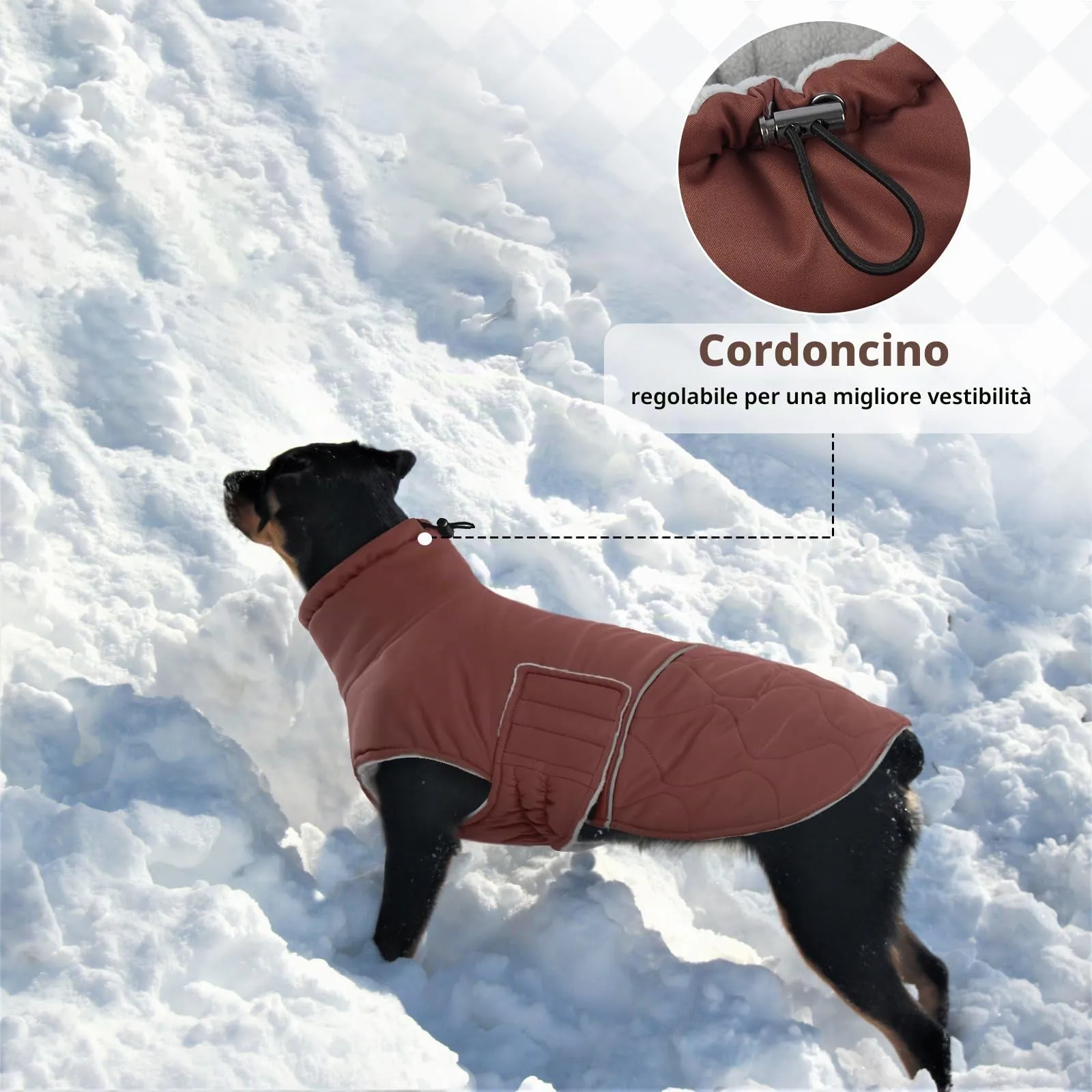 Hjumarayan Cappottino Cane Taglia Piccola - Imbottito Cappotti per Cani Invernali Giubbotto, Cappotto Pile Piumini per Cani Piccola Taglia, Marrone Rossiccio M - immagine 7