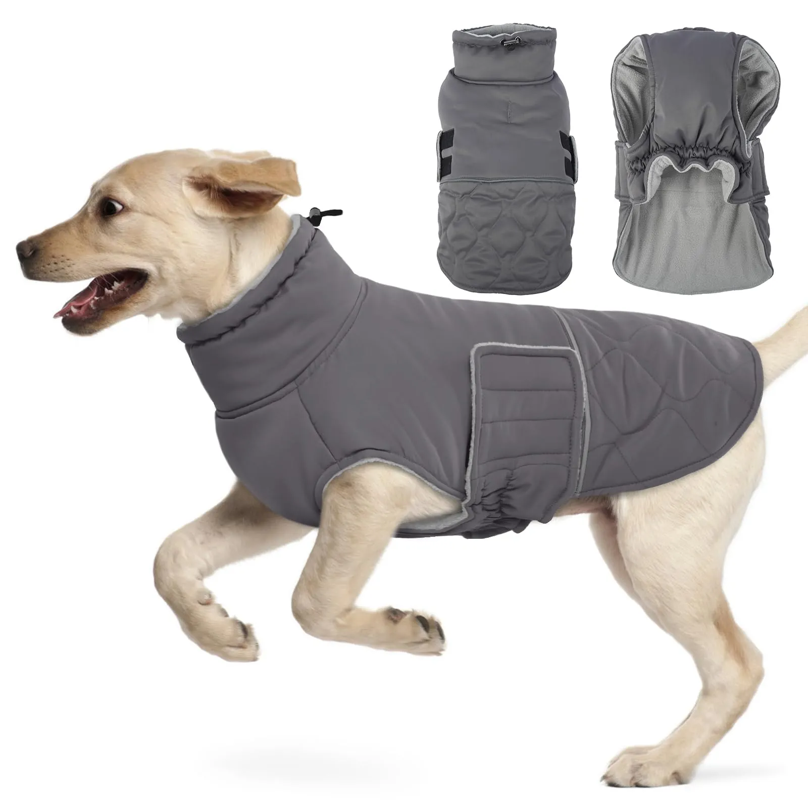 Hjumarayan Cappottino Cane Taglia Media - Cappotto Imbottito Invernale Giubbotto Cani, Cappotto Pile Cane Giacca per Cani Taglia Media Bulldog Francese, Grigio XL - immagine 1