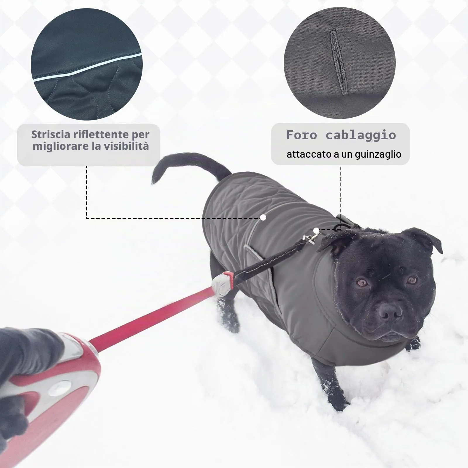 Hjumarayan Cappottino Cane Taglia Media - Cappotto Imbottito Invernale Giubbotto Cani, Cappotto Pile Cane Giacca per Cani Taglia Media Bulldog Francese, Grigio XL - immagine 5