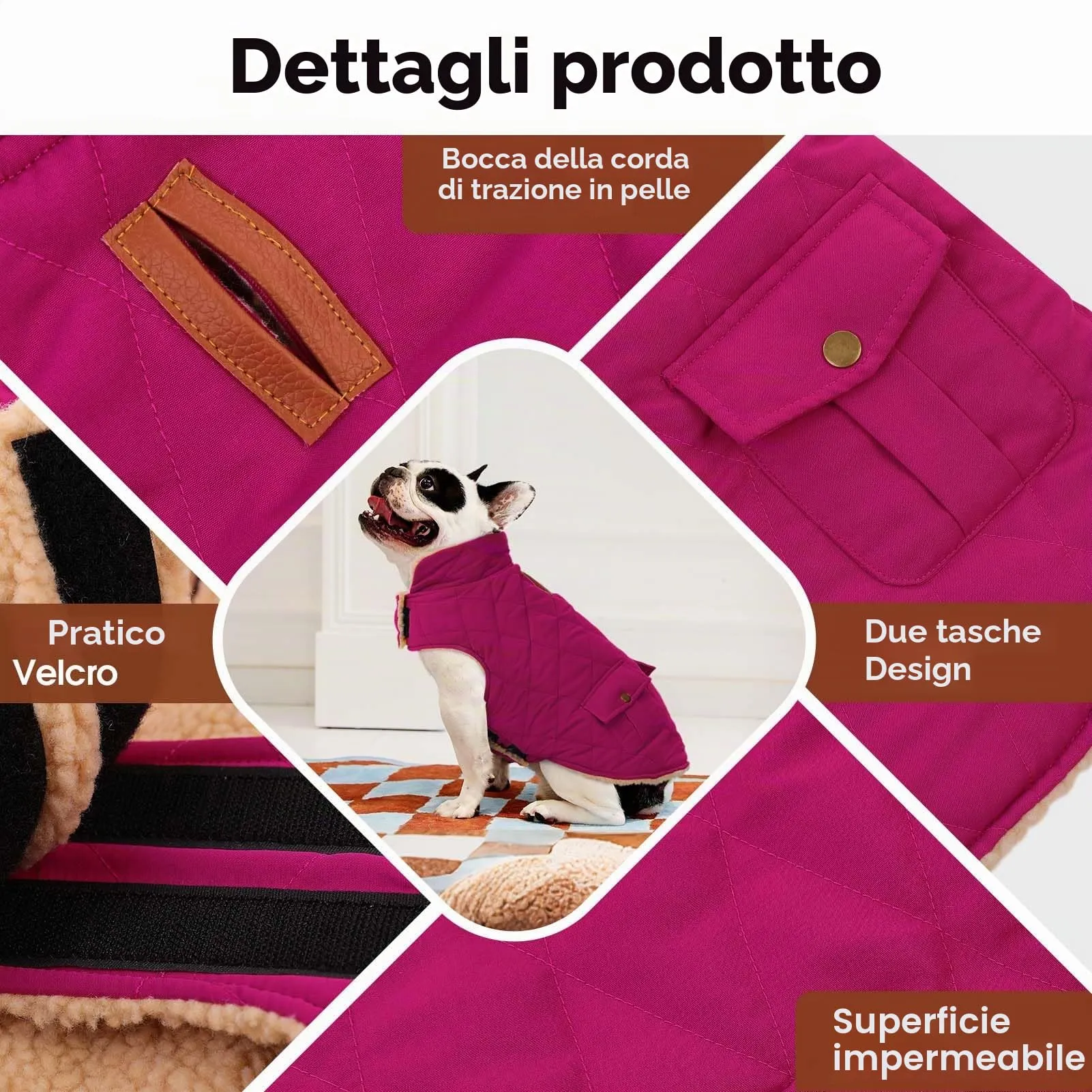 CITÉTOILE Gilet Termico Invernale per Cani in Lana Spessa Viola XS - immagine 2