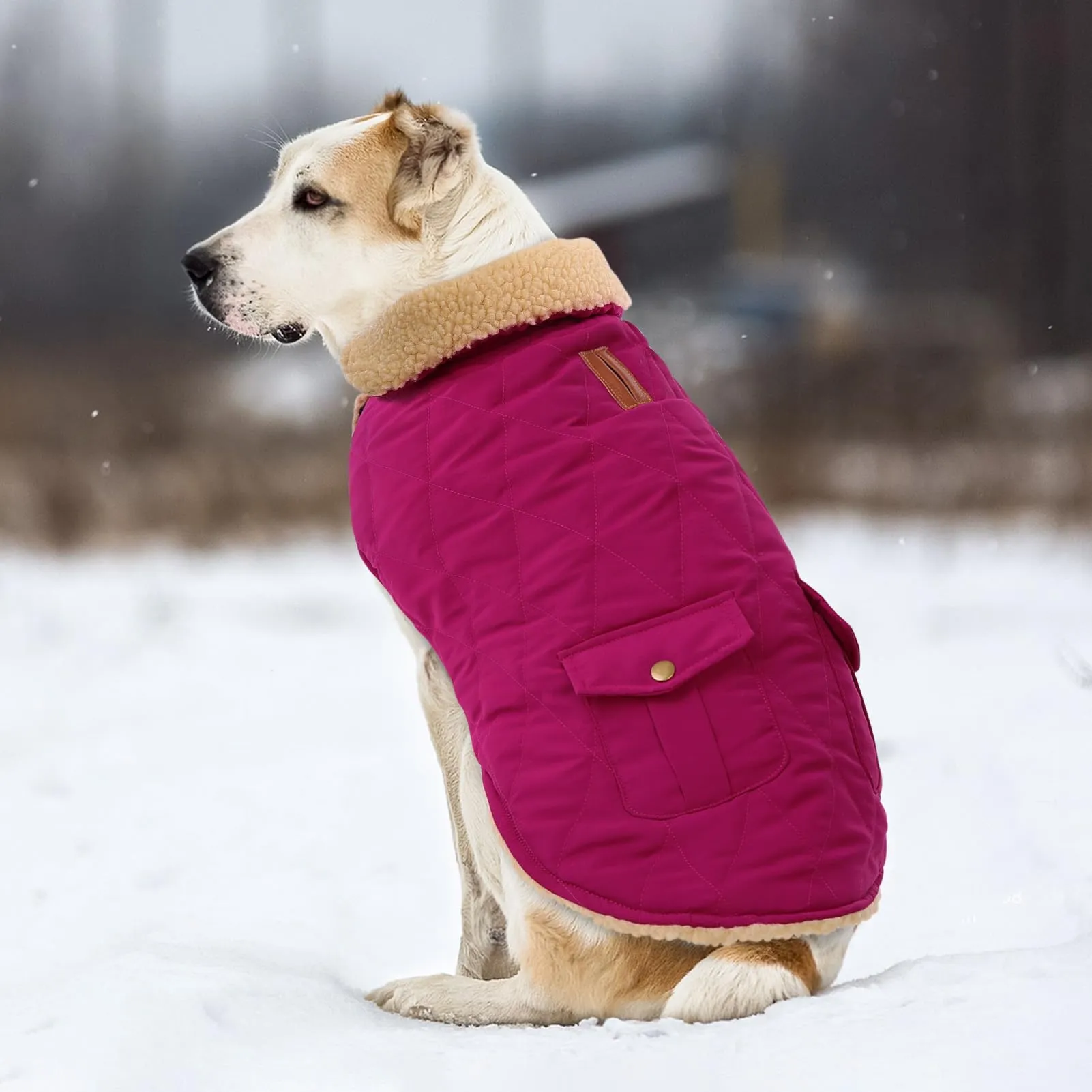 CITÉTOILE Gilet Termico Invernale per Cani in Lana Spessa Viola S - immagine 6