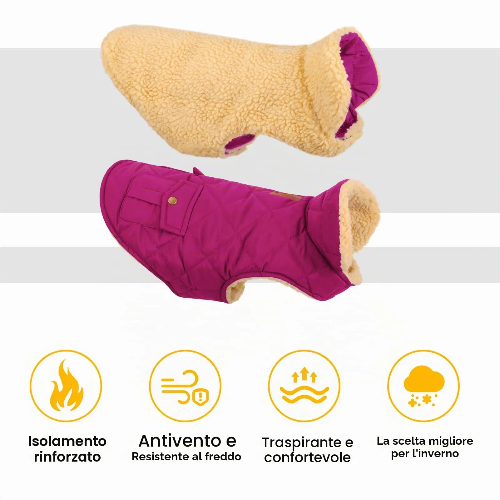 CITÉTOILE Gilet Termico Invernale per Cani in Lana Spessa Viola M - immagine 3