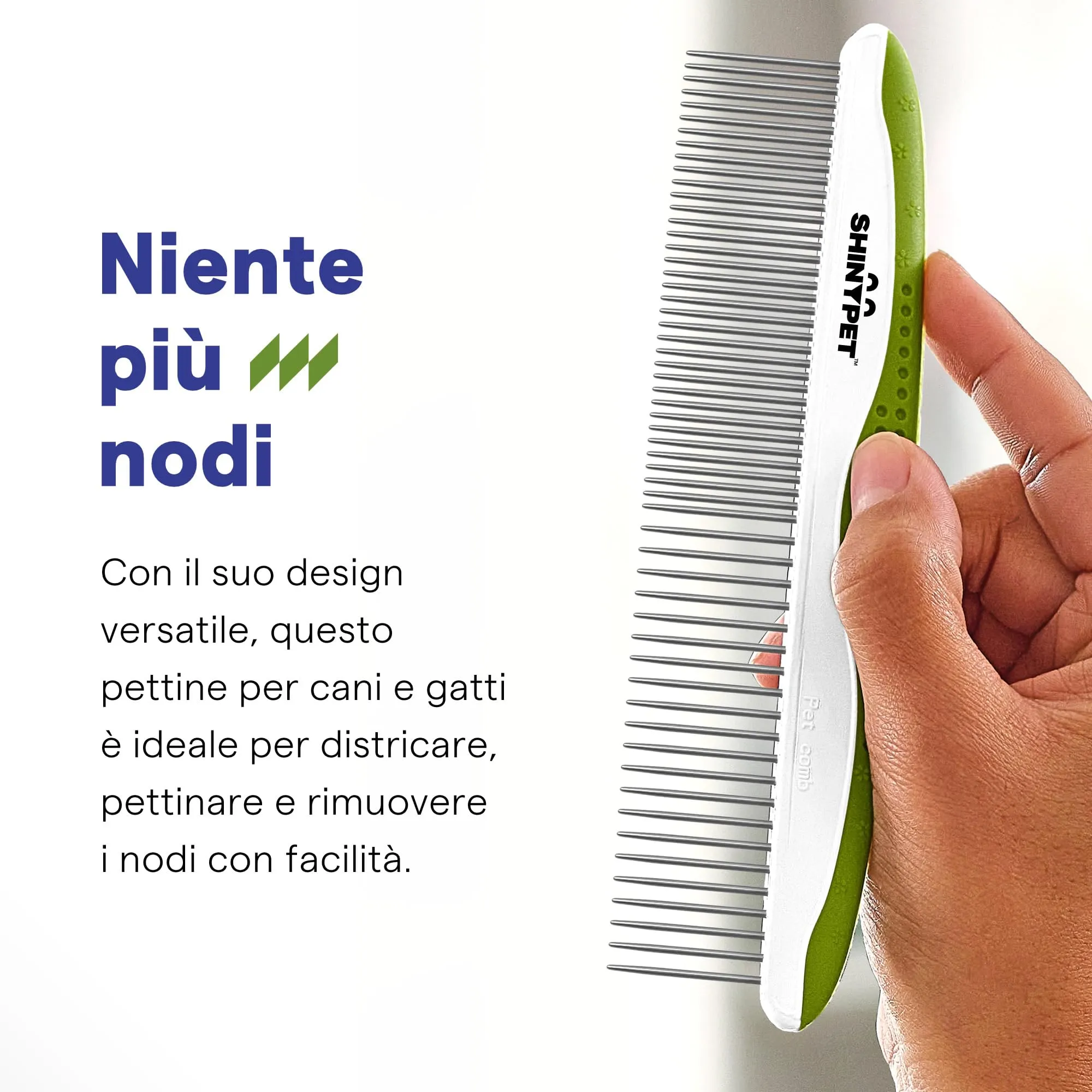 Pettine per Cani e Gatti - Rimuove Nodi, Grovigli e Pelo Infeltrito - Strumento per la Toelettatura con Denti in Acciaio Inox e Impugnatura Antiscivolo - Miglior Pettine per la Cura del Pelo a Casa - immagine 2