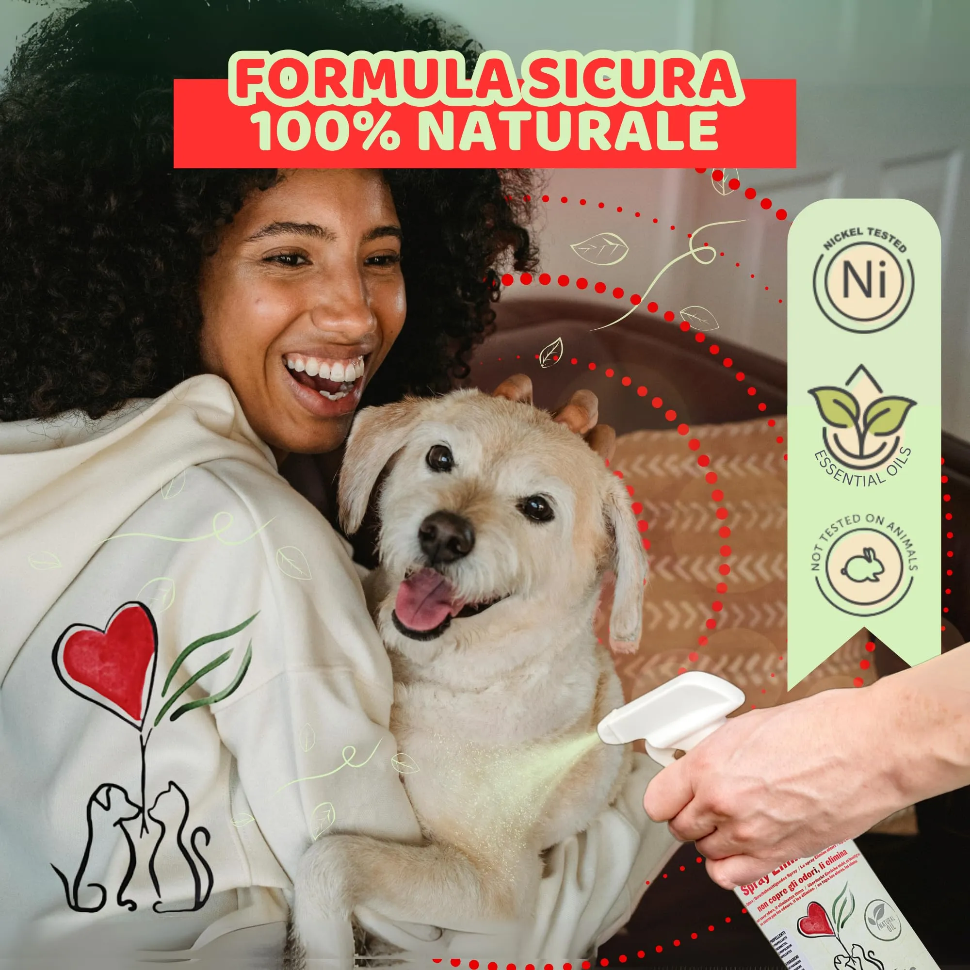 M' MA PETS - Elimina Odori dai Tessuti - Spray Naturale per Cani e Gatti, Made in Italy - Deodorante Sicuro No Alcool per Animali e Persone - Azione Rapida Superfici e Profumazione Floreale Ambienti - immagine 5