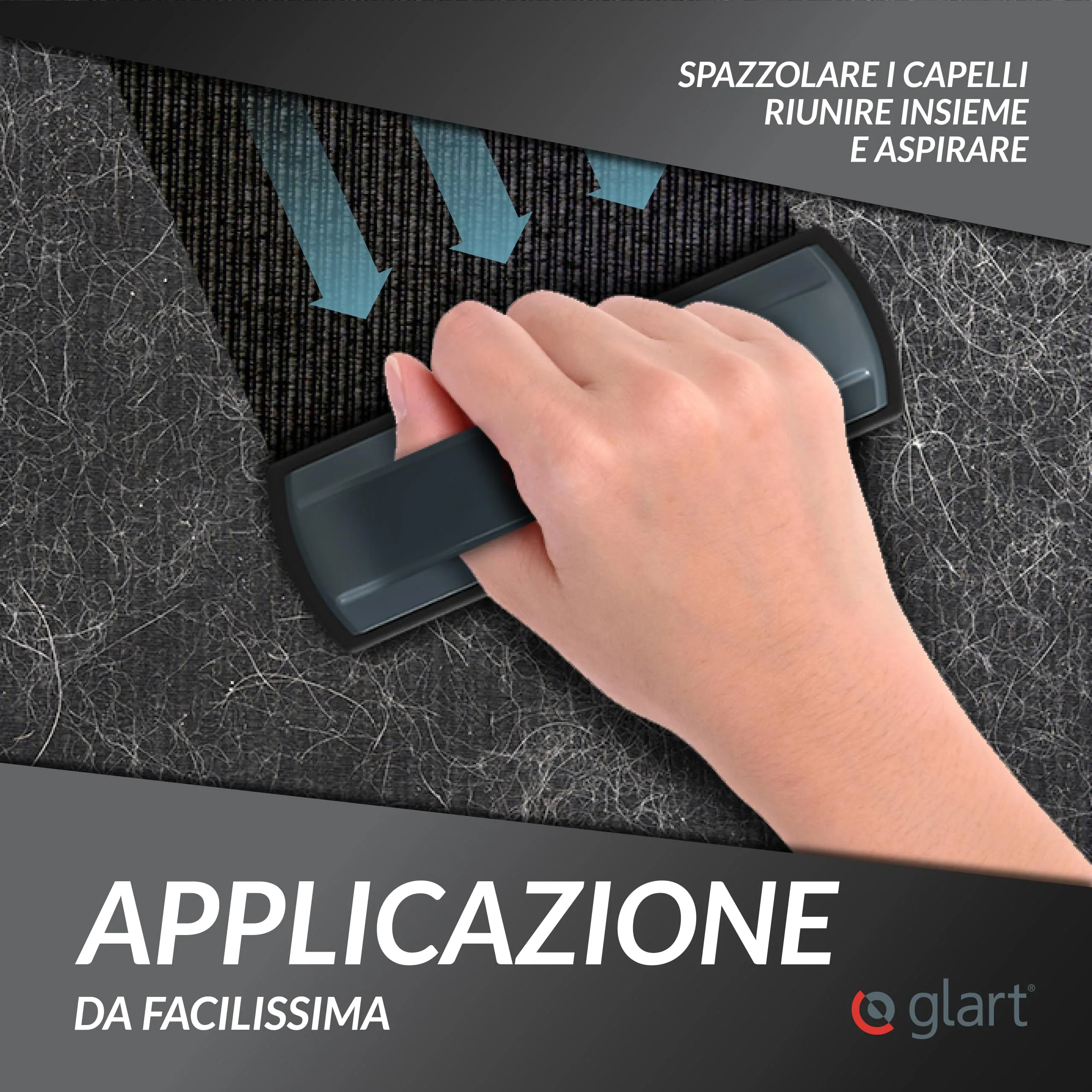 Glart 44THB Spazzola per Cani, per Peli di Animali, Rimuove Peli di Animali e Sporco da Tutti i Sedili, Tappezzeria, Grigio (Anthracite) - immagine 4