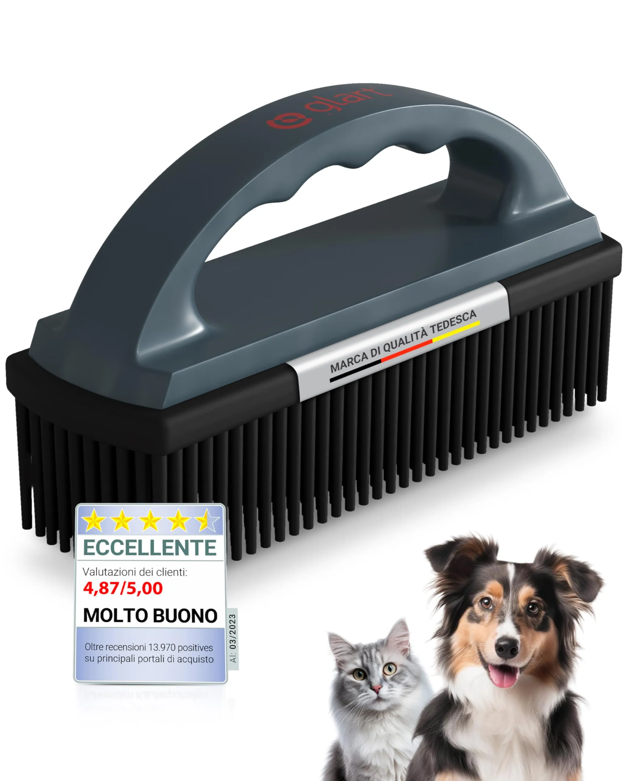 Glart 44THB Spazzola per Cani, per Peli di Animali, Rimuove Peli di Animali e Sporco da Tutti i Sedili, Tappezzeria, Grigio (Anthracite) - immagine 8