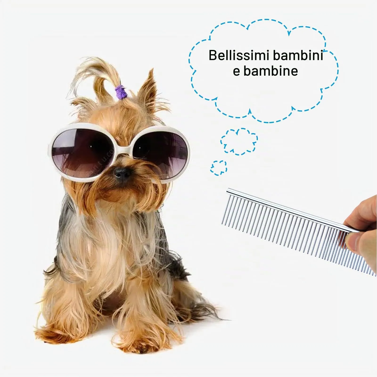 Andiker Pettine in acciaio inossidabile per cani, spazzola per la toelettatura degli animali domestici, strumenti per la cura di animali piccoli, grandi, medi, gatti, cavalli (S) - immagine 7