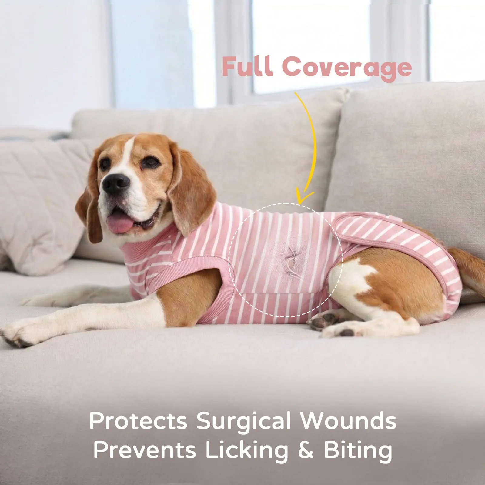 Hjumarayan Tuta Post Operatoria per Cani – Body Chirurgico Antileccamento, Alternativa al Collare Elisabettiano, Ideale Dopo Sterilizzazione e Interventi Chirurgici, Rosa S - immagine 2
