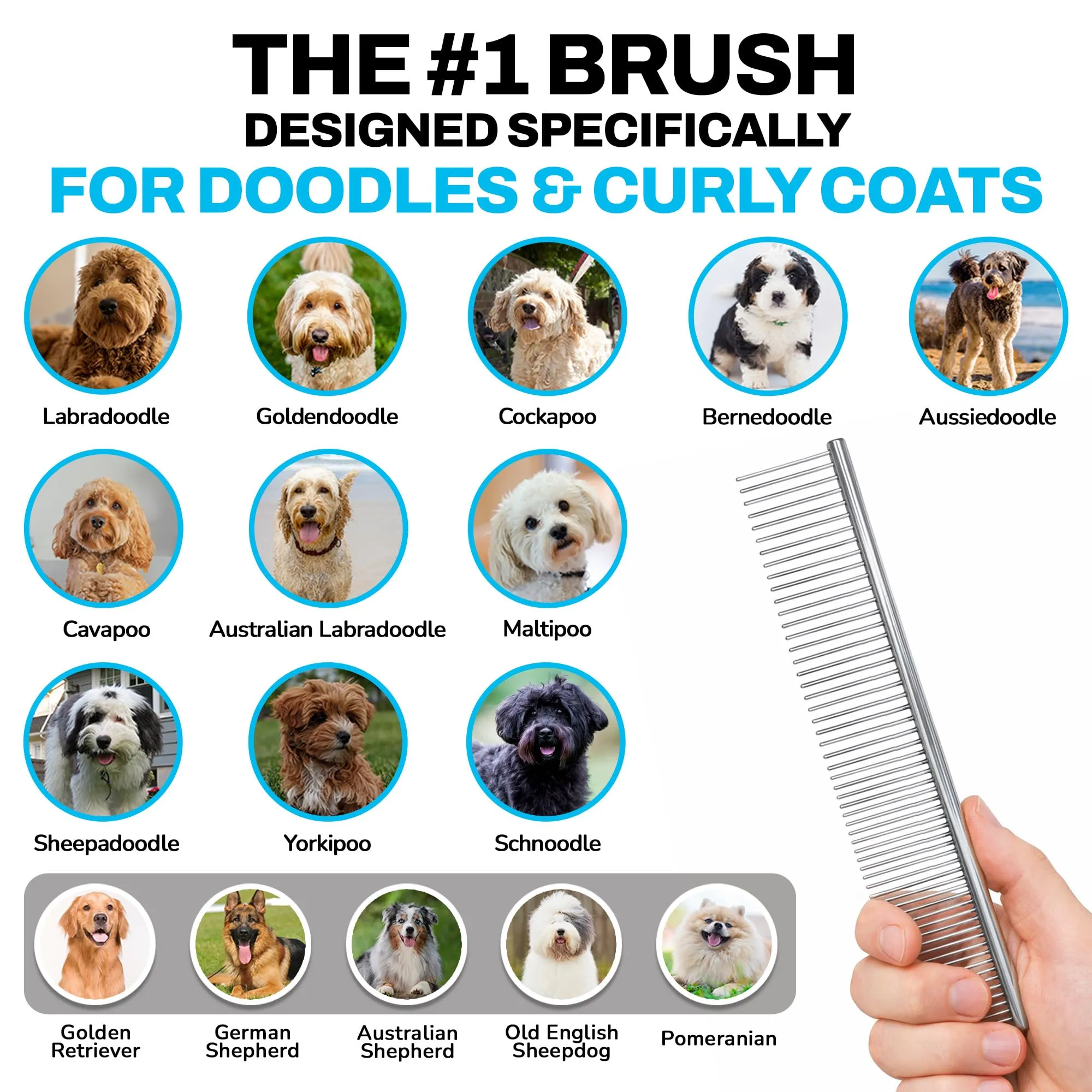 The Doodle Brush Pettine Metallico Per Cani In Acciaio Inossidabile - immagine 2