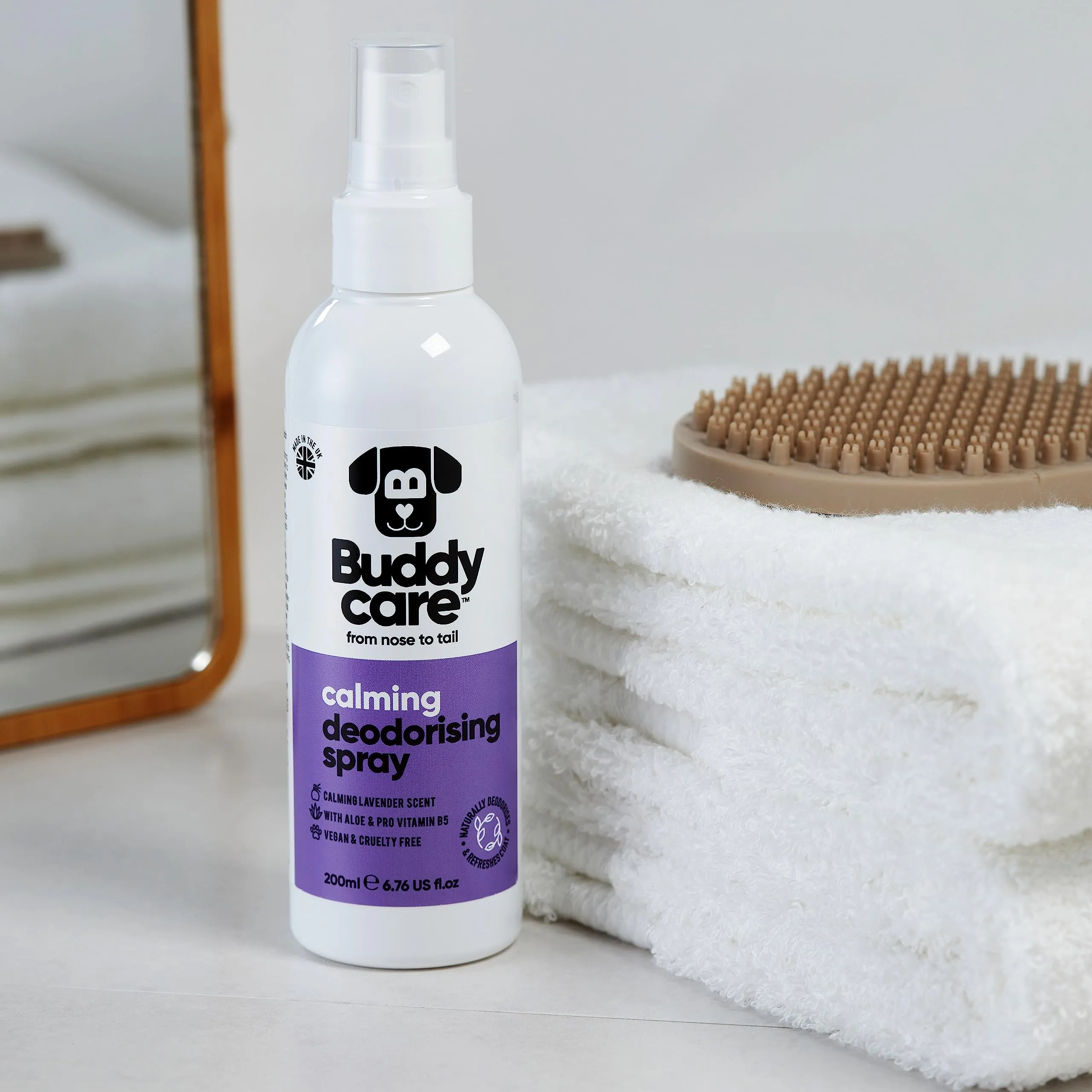 Buddycare Spray Deodorante per Cani - Spray Deodorante Calmante per Cani - Con Aloe Vera e Pro Vitamina B5, Lavanda, 200 ml (confezione da 1) - immagine 5