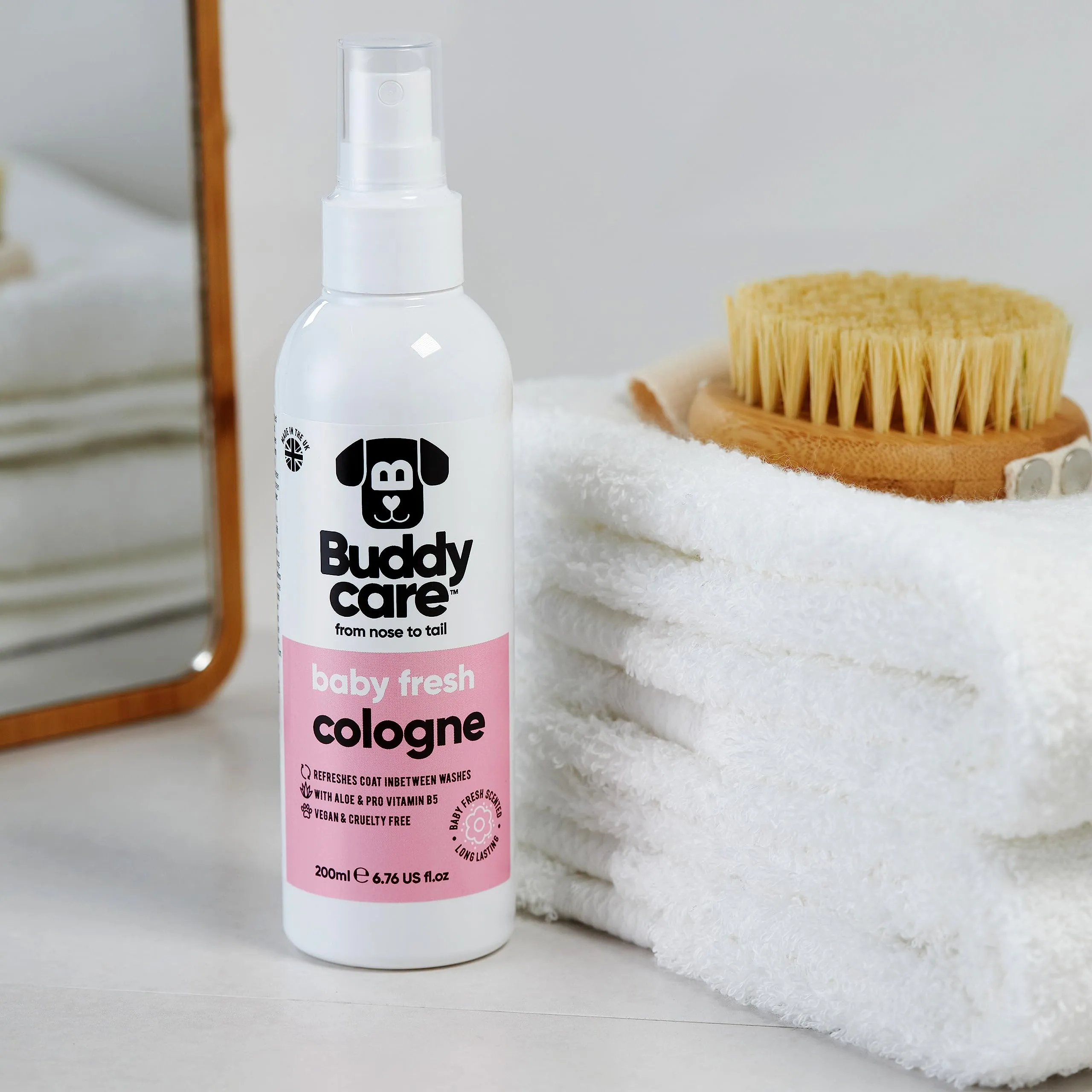 Buddycare Colonia per cani - Colonia per cani dal profumo delicato e polveroso - Rinfresca tra i lavaggi del cane, Bambino fresco, 200 ml (confezione da 1) - immagine 5