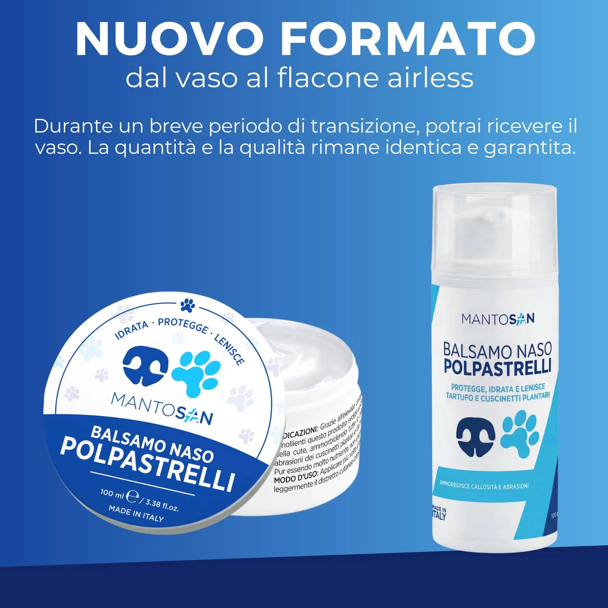 Mantosan Crema Polpastrelli Naso Cane 2in1 100ml Protegge Ripara Idrata Zampe da Neve Freddo Terreno Sabbia Balsamo per Screpolature Callosità Abrasioni Cuscinetti Tartufo Maxi Formato Made in Italy - immagine 7